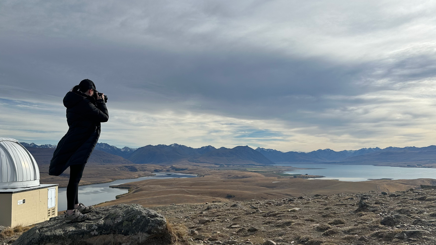 Lisa photographing Lake Tekapo NZ
