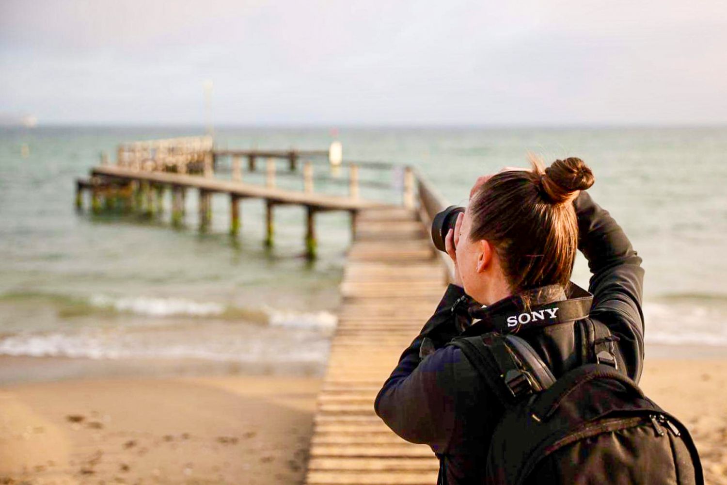 Lisa photographing Portsea pier
