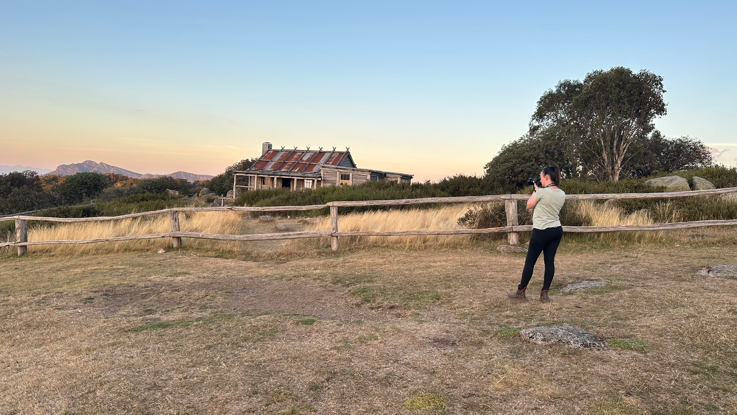 Lisa photographing Craigs Hut