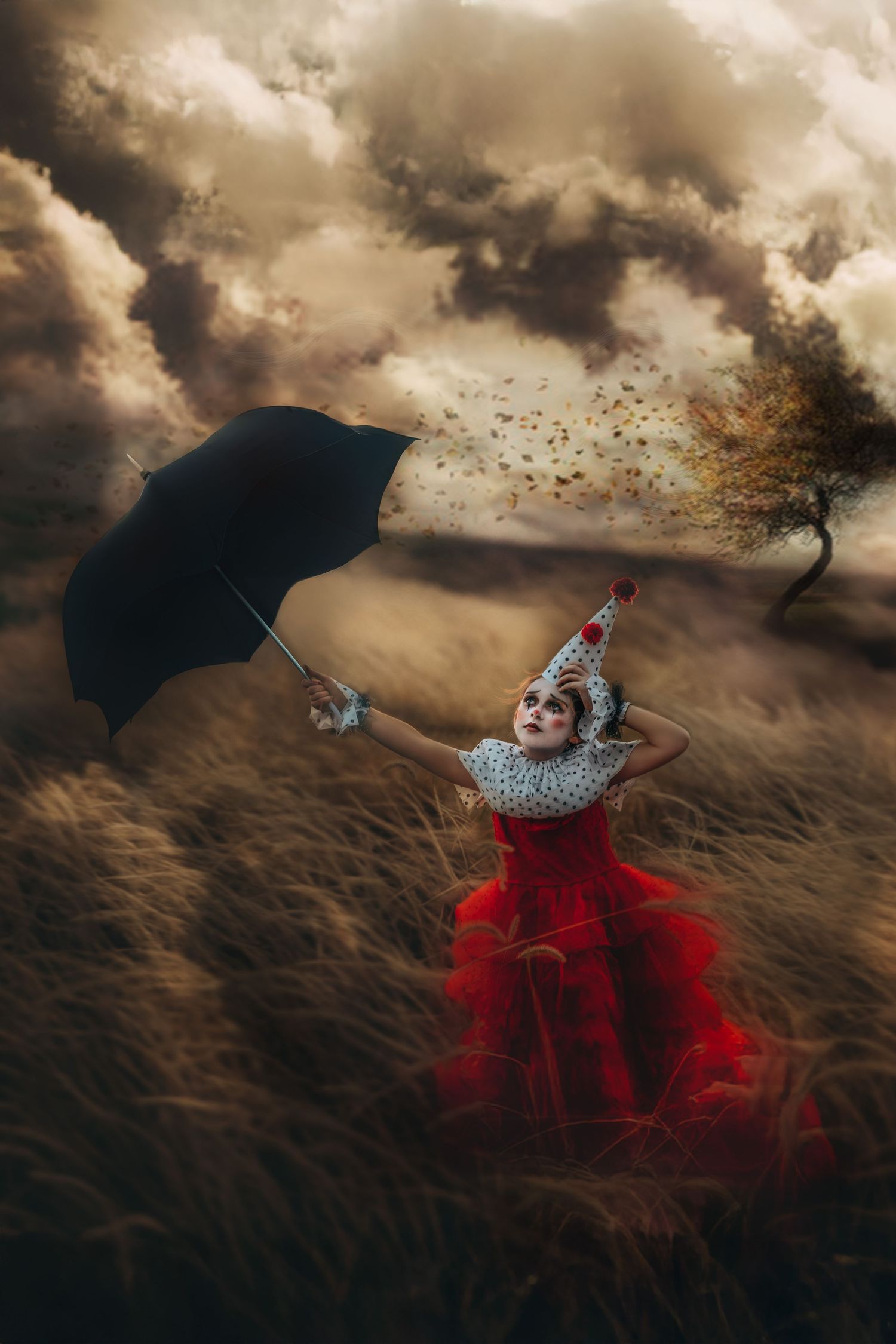 Childrens fantasy photography. Saltsburg, pennsylvania. clown photography. sad clown photoshoot.