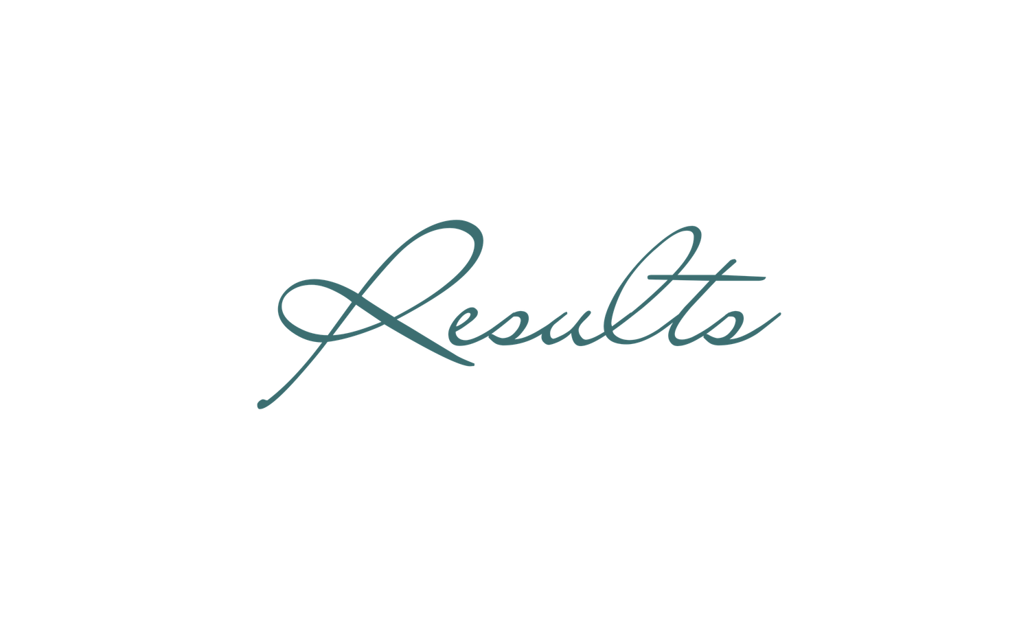 Handwritten text showing the word 'Results' in cursive blue ink on white paper.