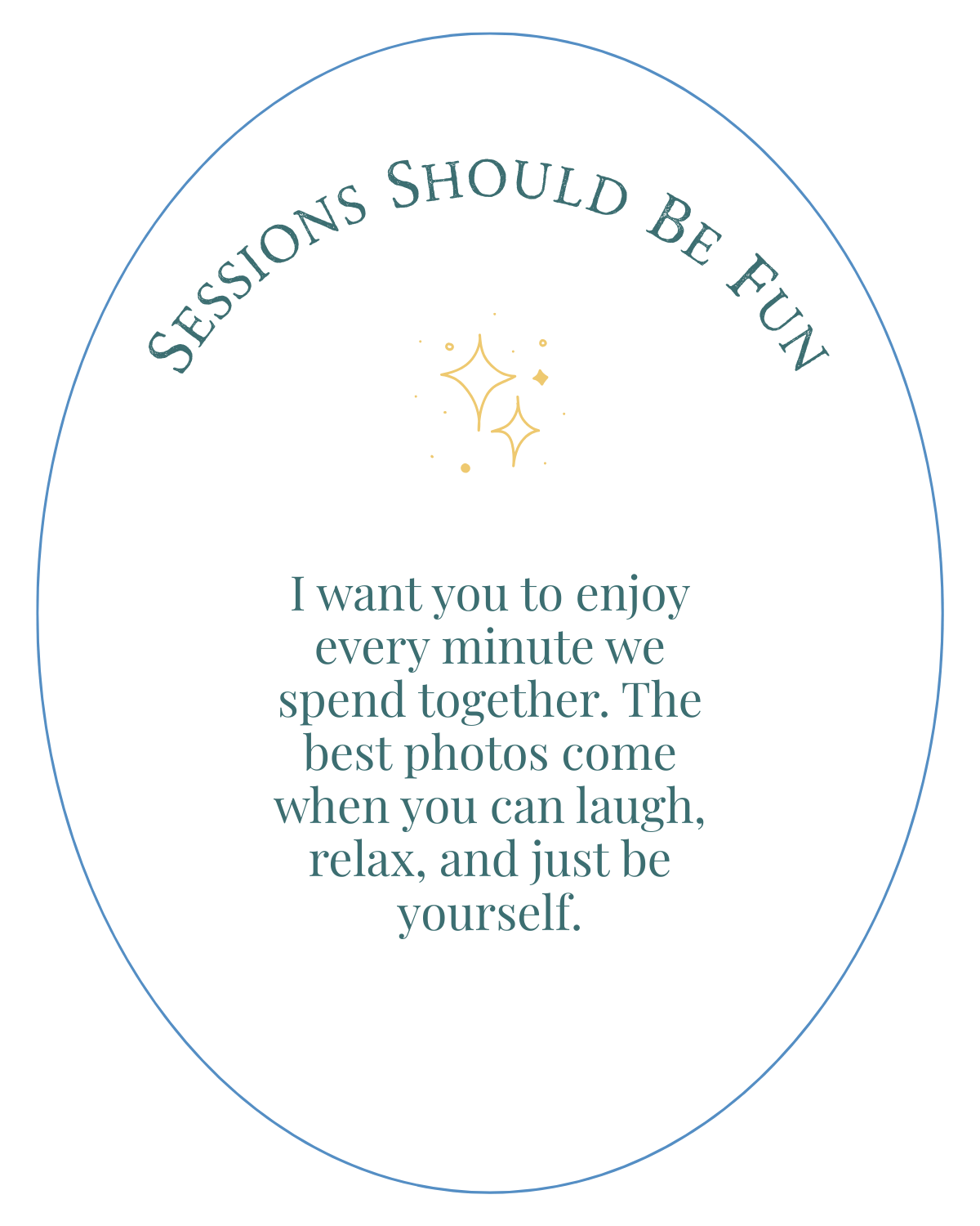 Light blue and white circular text designs with inspirational photography quotes about enjoying moments and laughter.