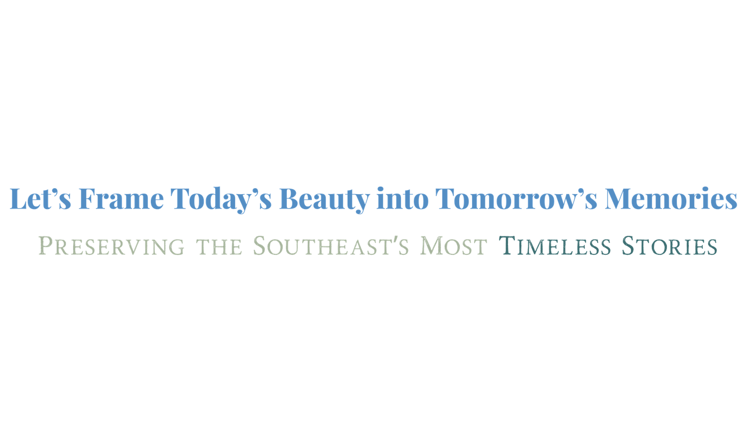 A vintage-style magazine masthead displays elegant text about preserving Southern beauty and memories.
