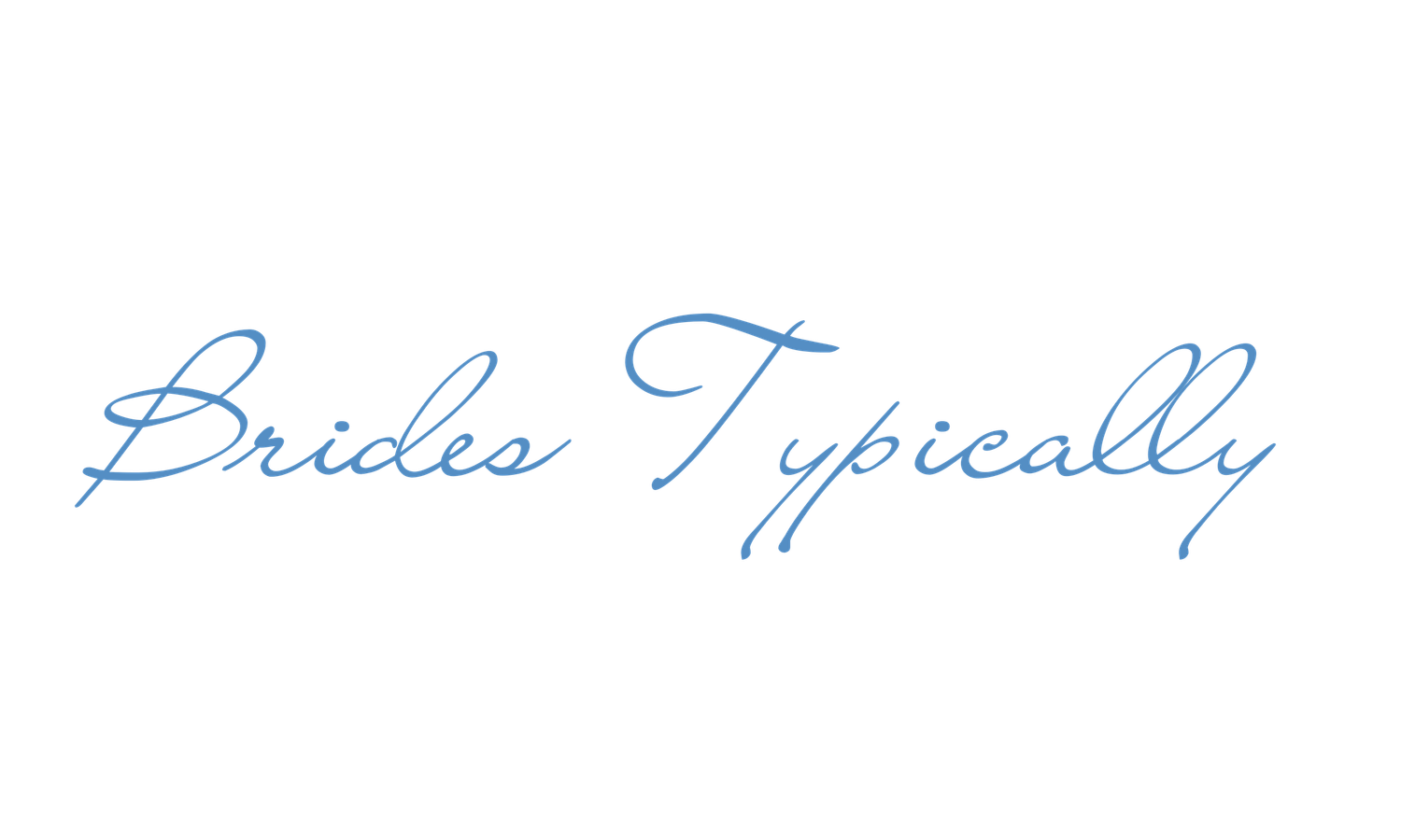 Elegant blue cursive text that reads 'Brides Typically' in a flowing handwritten style.