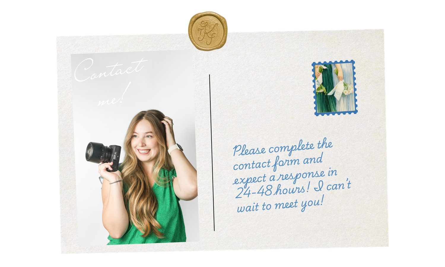A series of five photos showing a woman in a green top posing against a white background.