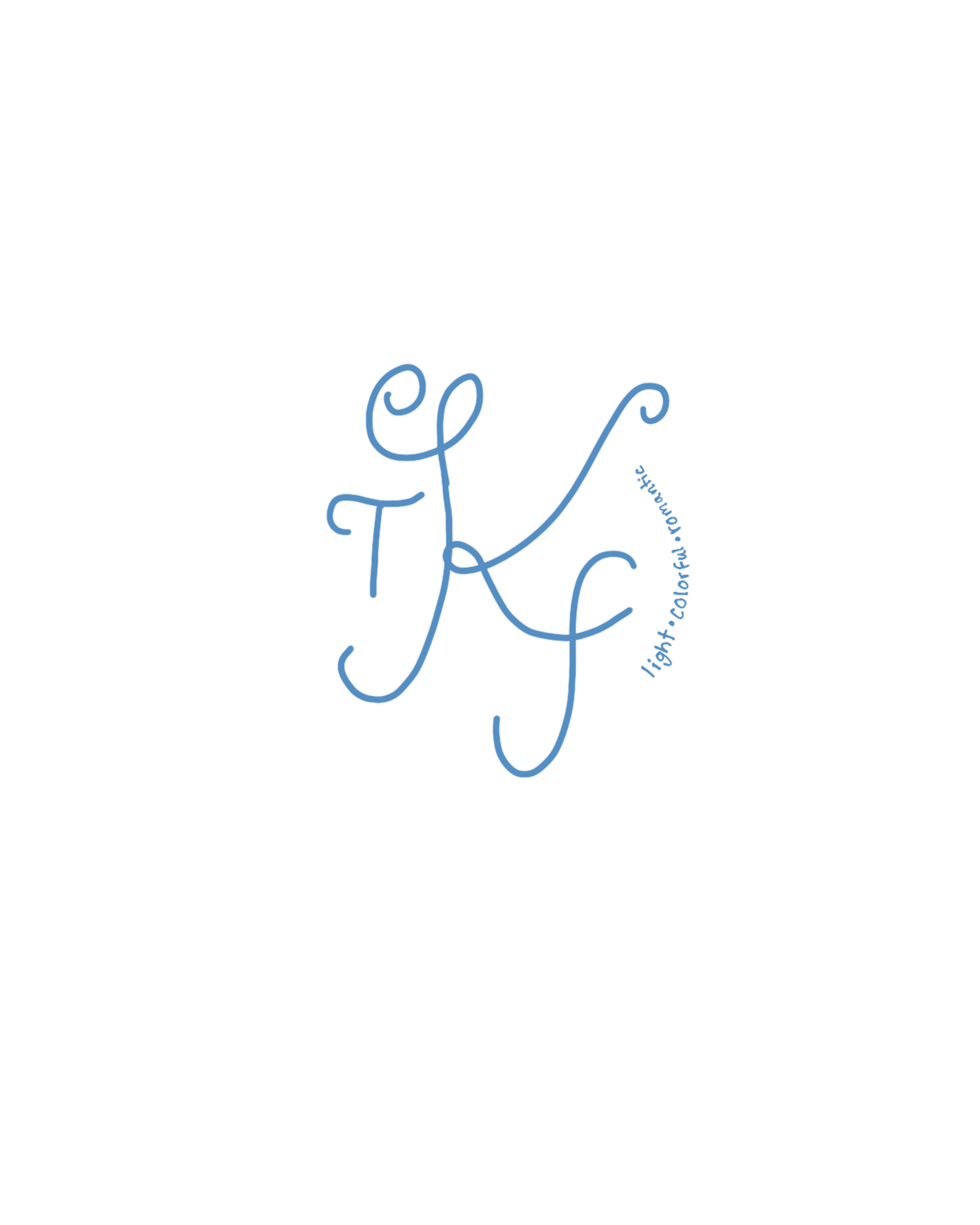Handwritten text in blue ink swirls and curves on white paper in an artistic style with varying line thickness.