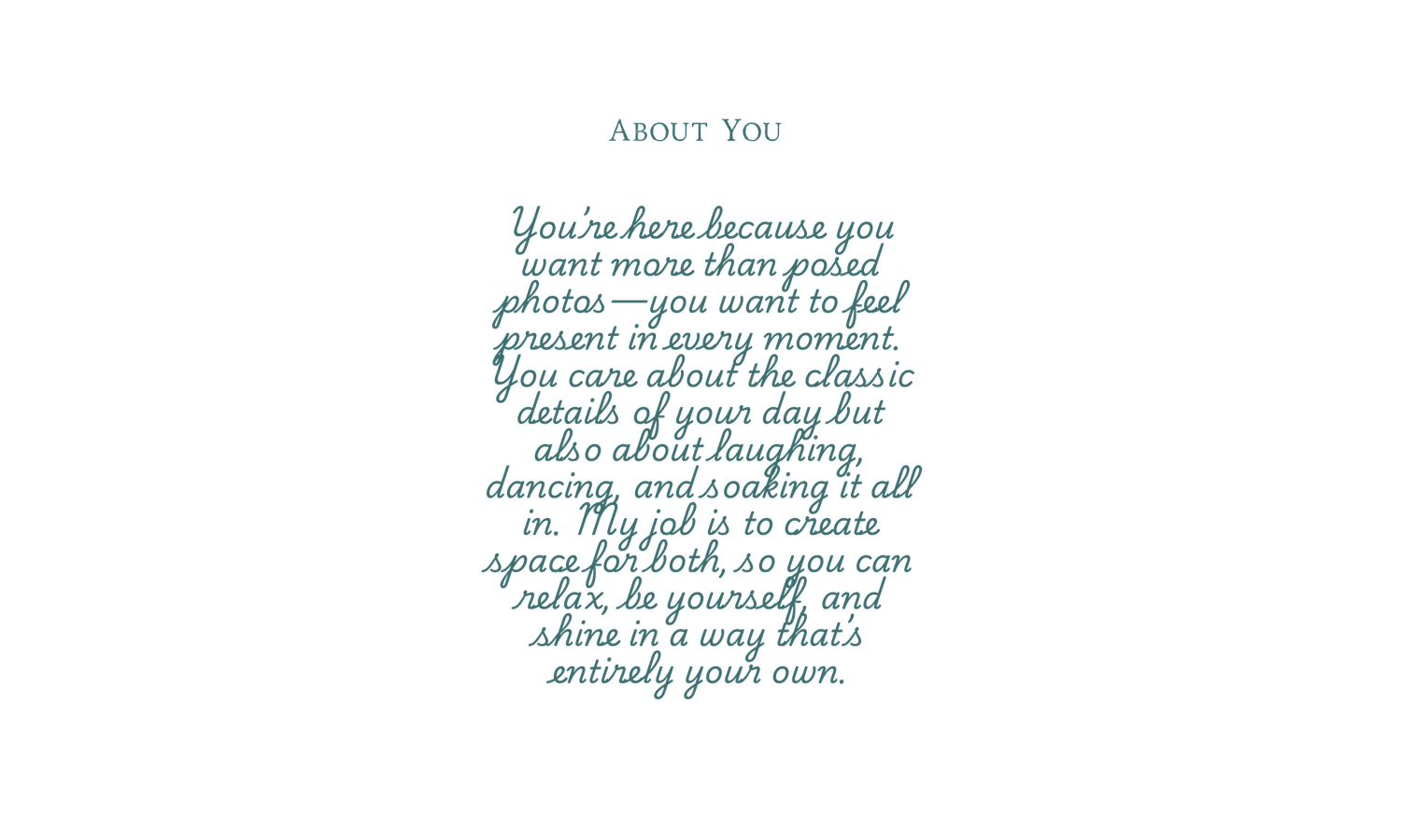 White and teal inspirational quote text overlay on soft beige textured background.
