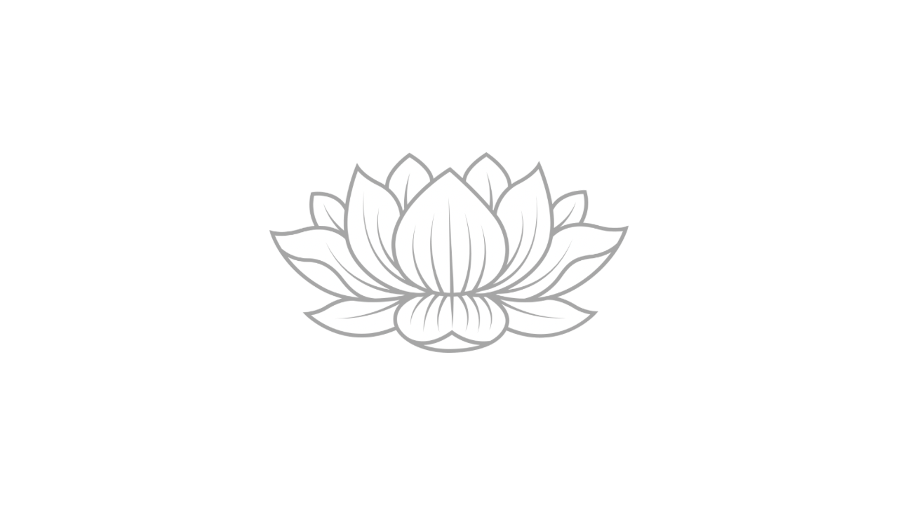 Simple line drawing of a lotus flower with multiple petals in black and white.