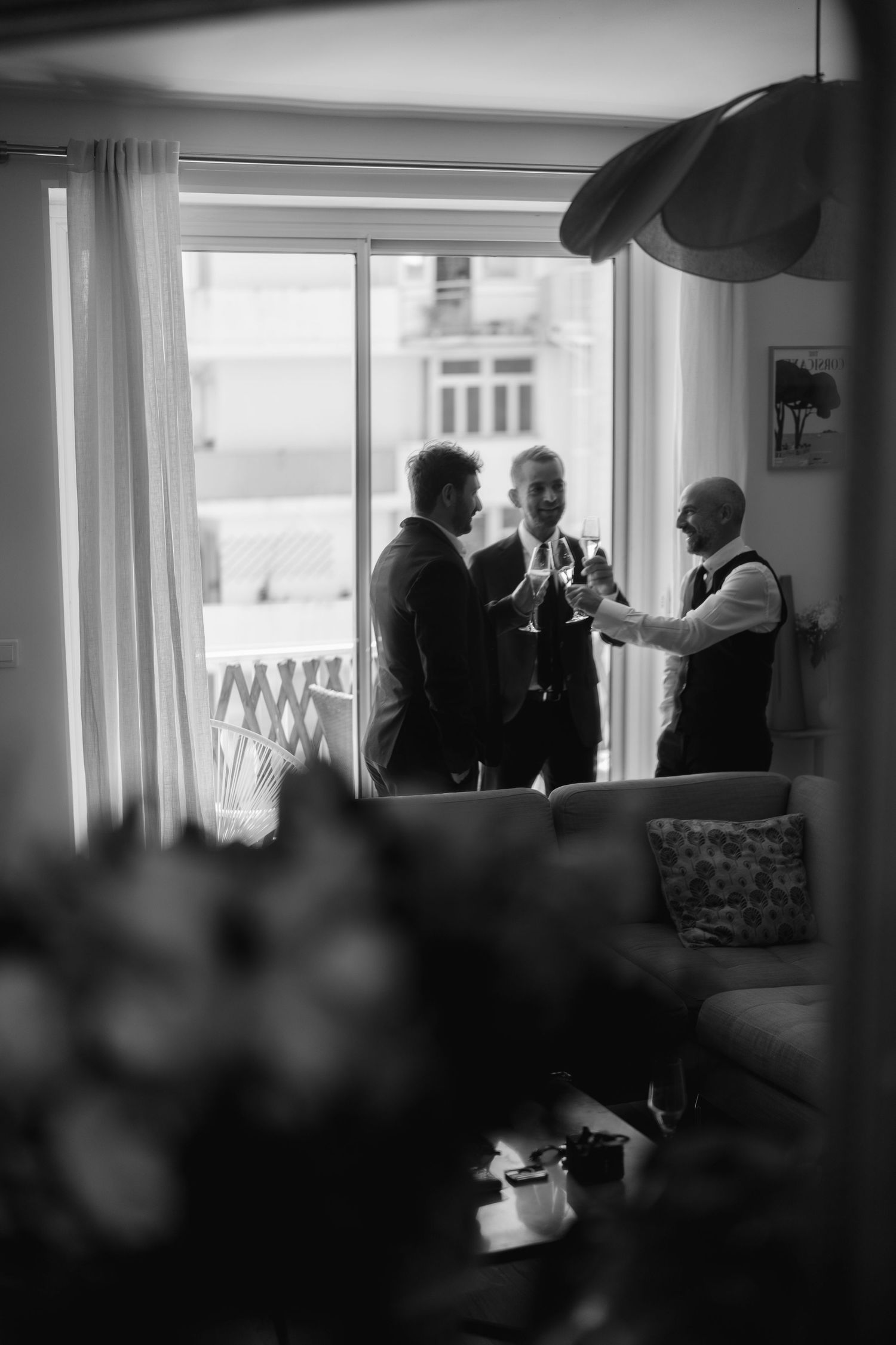 Un moment en noir et blanc lors d'un mariage à Ajaccio.