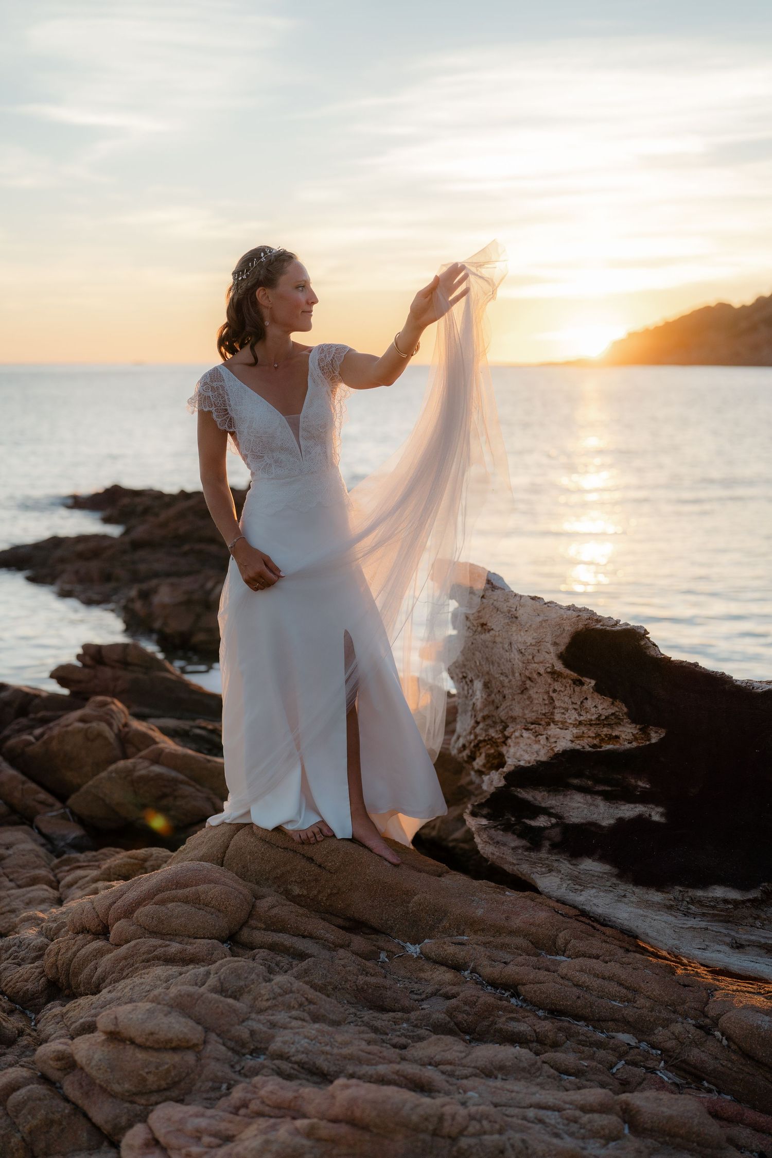 Marianne durant un magnifique coucher de soleil