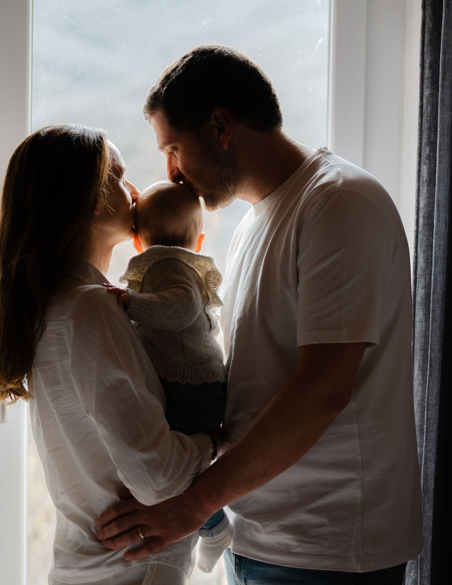Silhouette à la lumière du jour de parents.