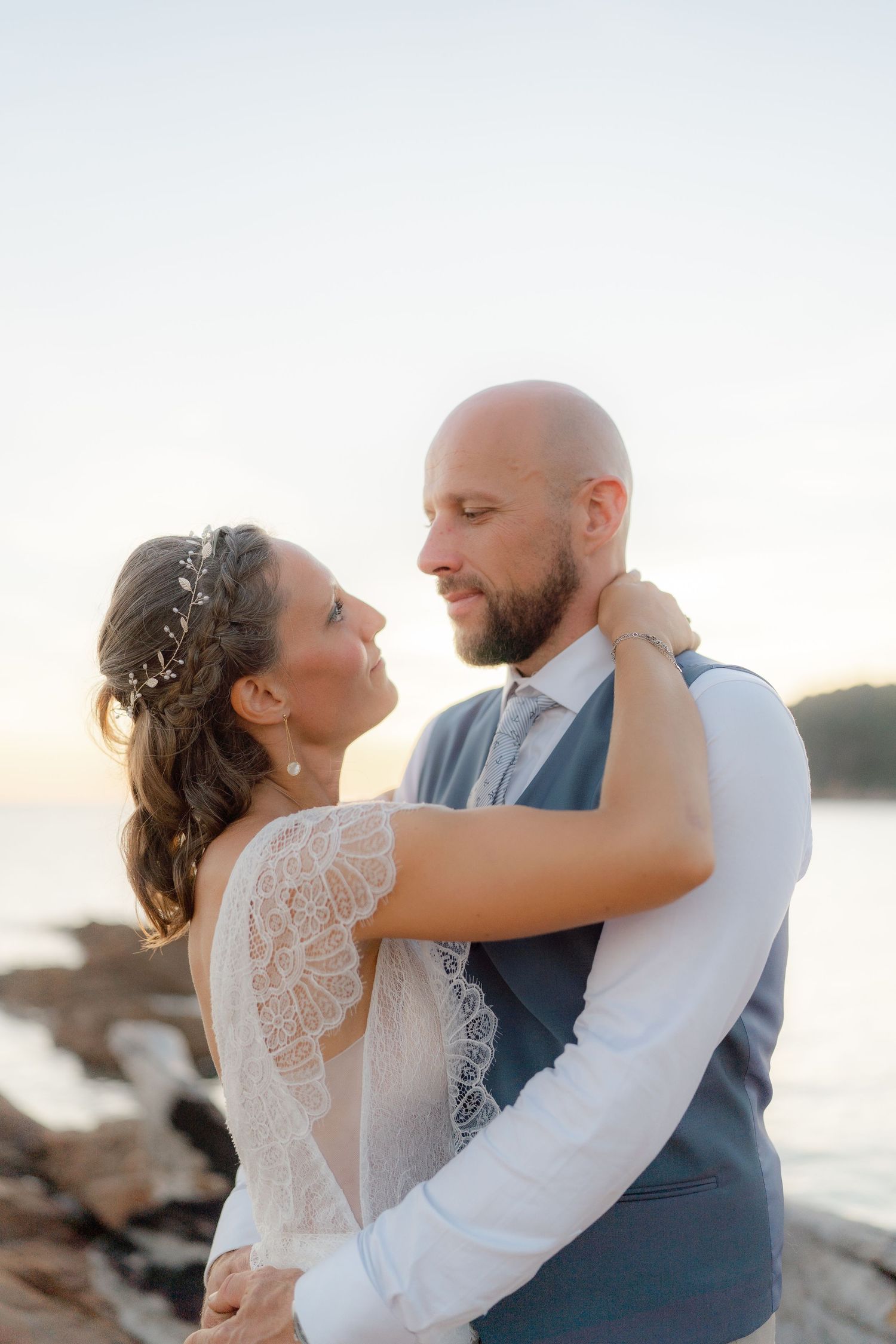 Marianne et Philippe durant un magnifique coucher de soleil
