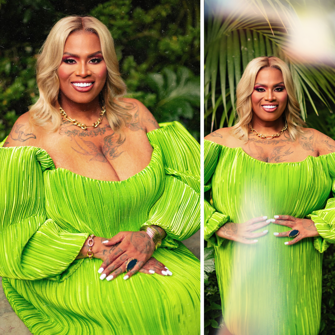 Ashlee Marie Preston Fashion Public figure
Eco-Luxury & Travel series featuring a lime green pleated dress in a tropical outdoor setting.