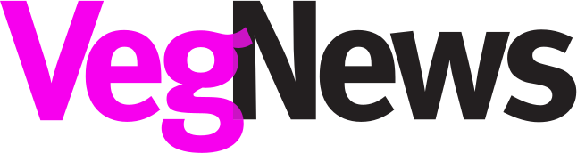 The VegNews logo features bright pink and black lettering on a white background.