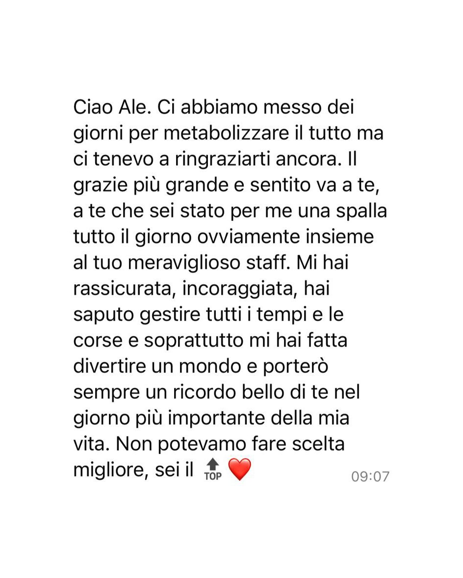 Long Italian WhatsApp message expressing heartfelt thanks with emoji at the end.