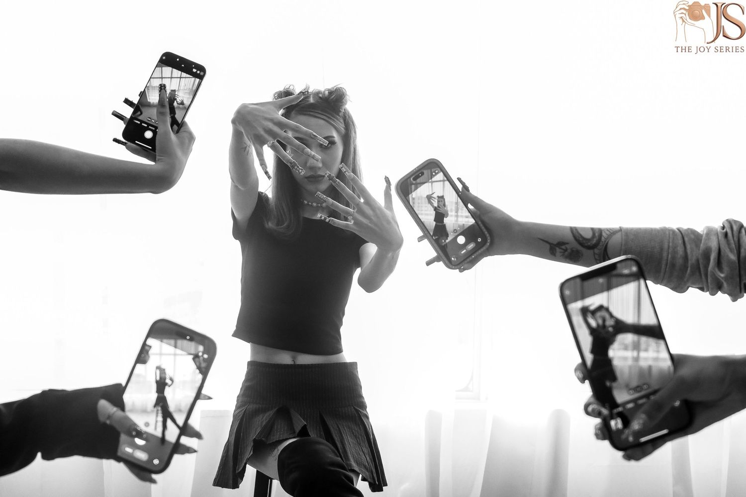 Black and white photo montage showing various close-up shots of dancers in motion and performance.
