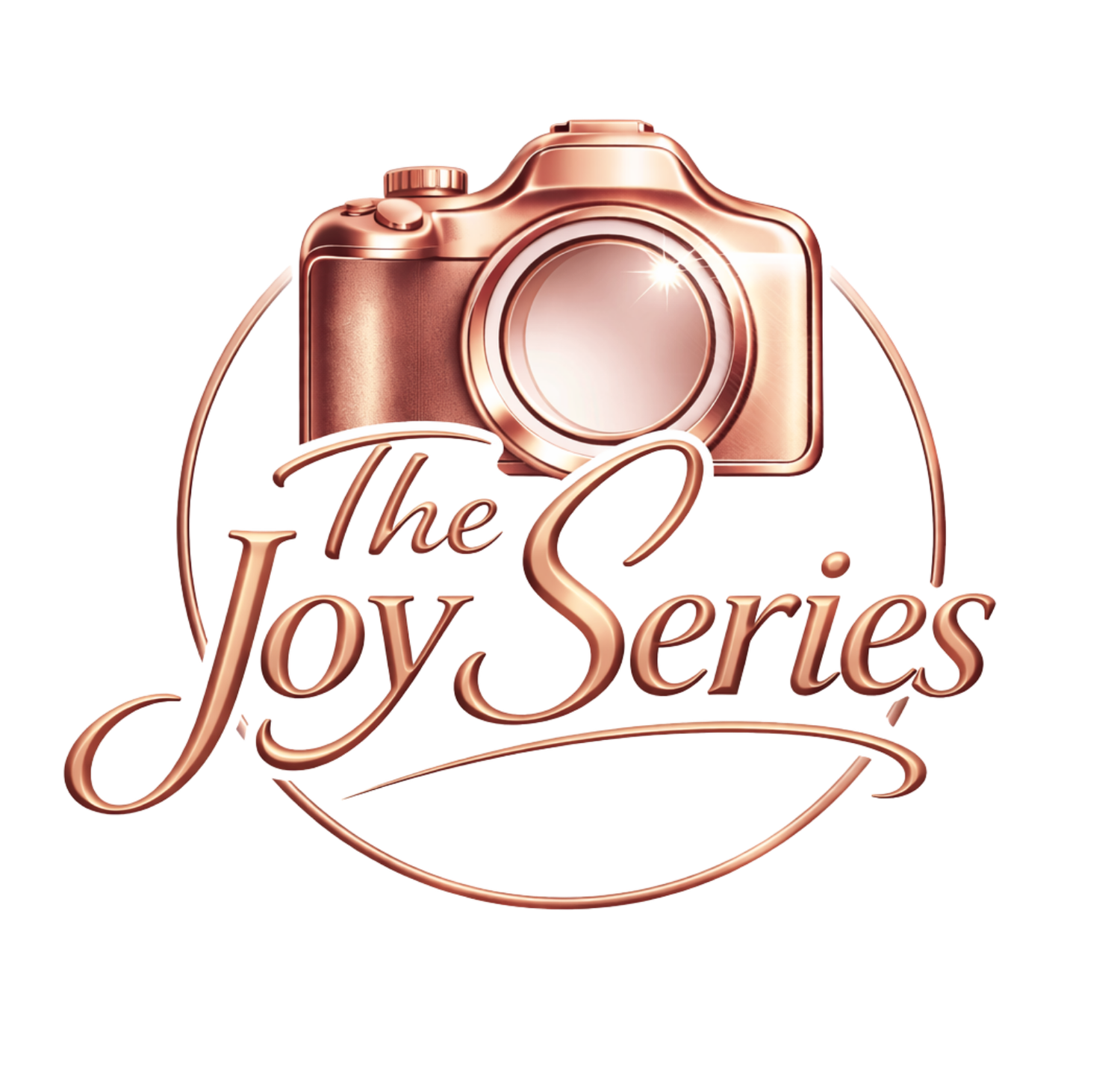 Rose gold camera logo design collection with elegant curved lines and minimalist photography elements.
