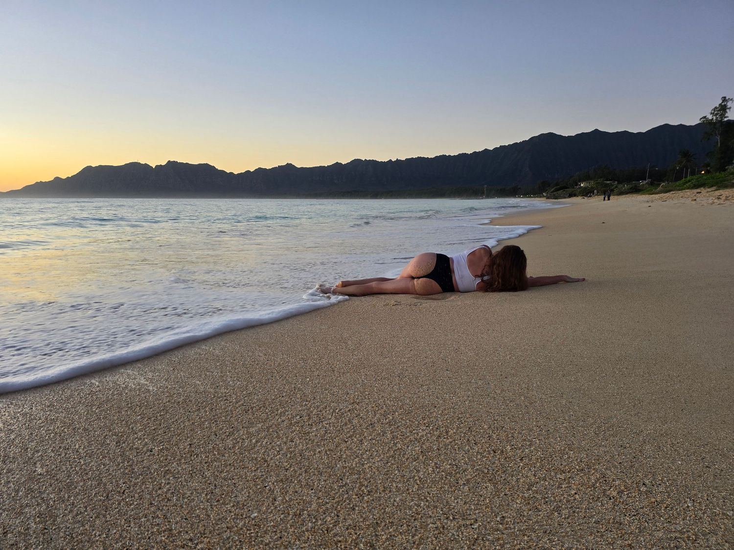Ericka with Strawberry Boudoir photography at sunrise in Hawaii