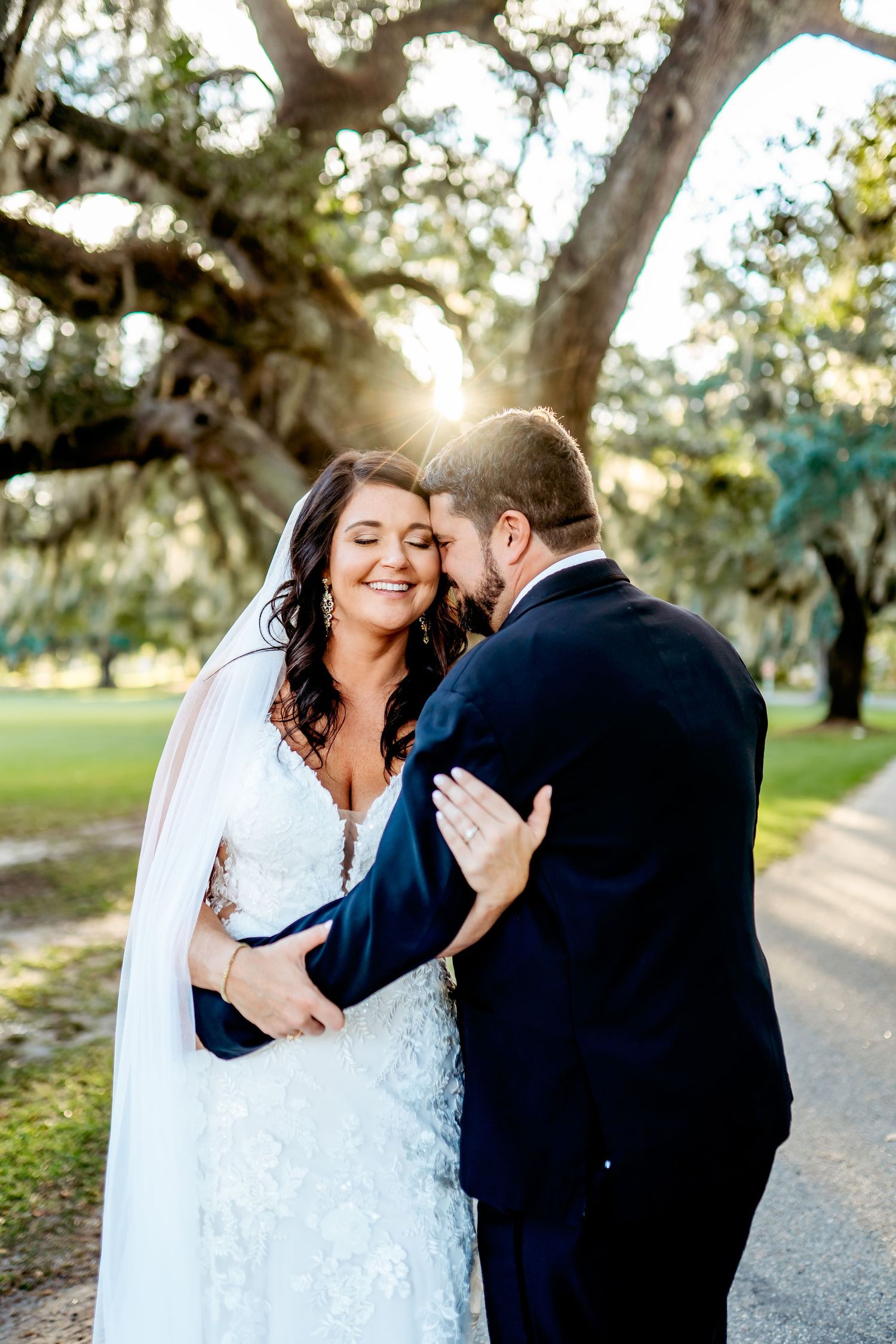 Bride and Groom share a moment in Pawleys Island South Carolina