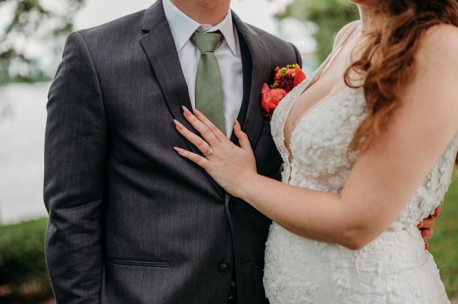 Detail photo of bride and groom in Charleston South Carolina