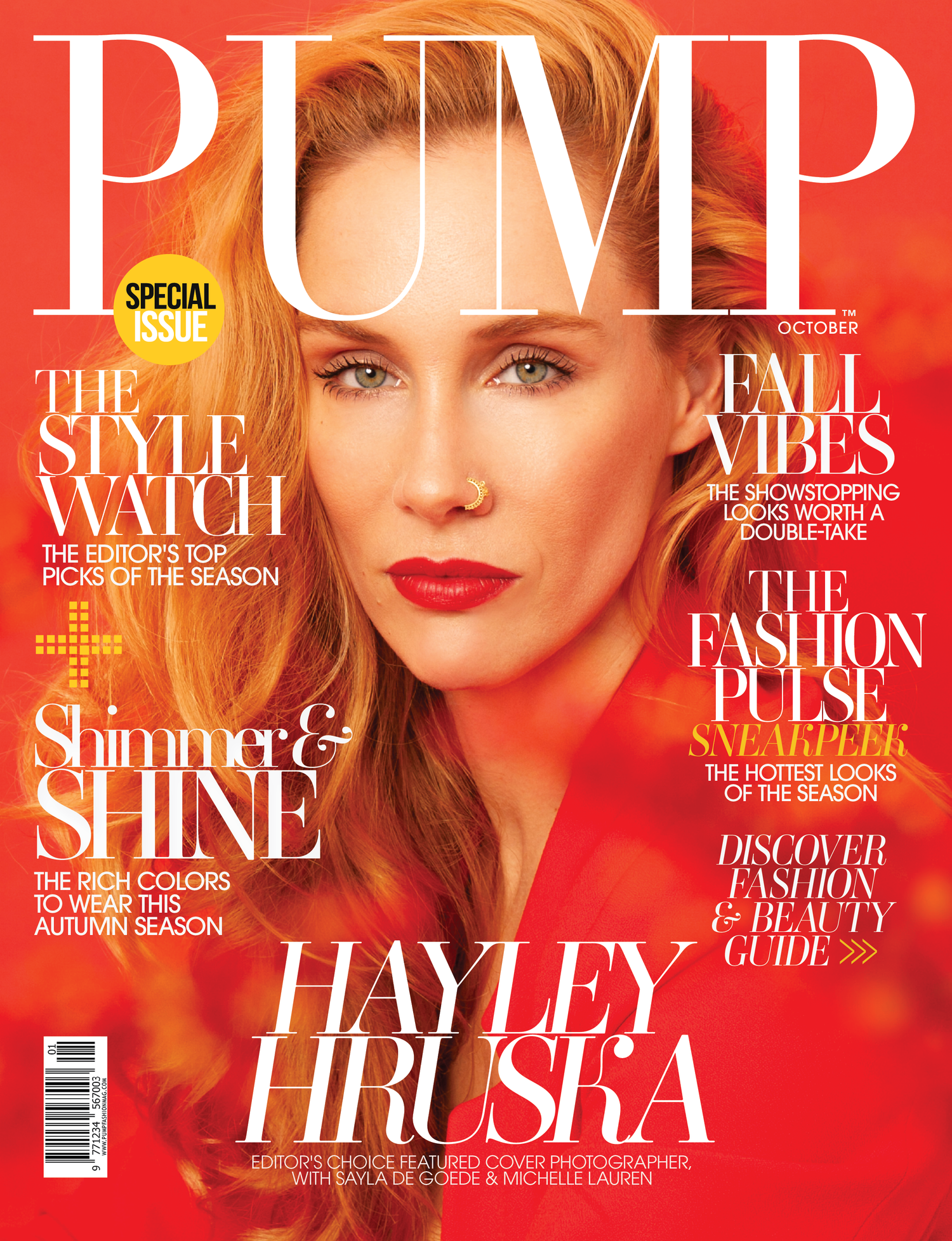 Collection of fashion magazine covers with a vibrant red theme showcasing summer and style content.