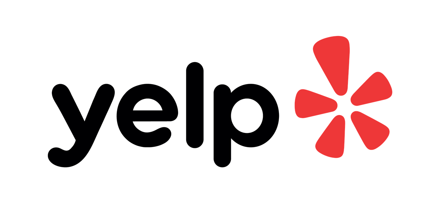 The Yelp logo featuring black text with its distinctive red asterisk-like burst symbol.