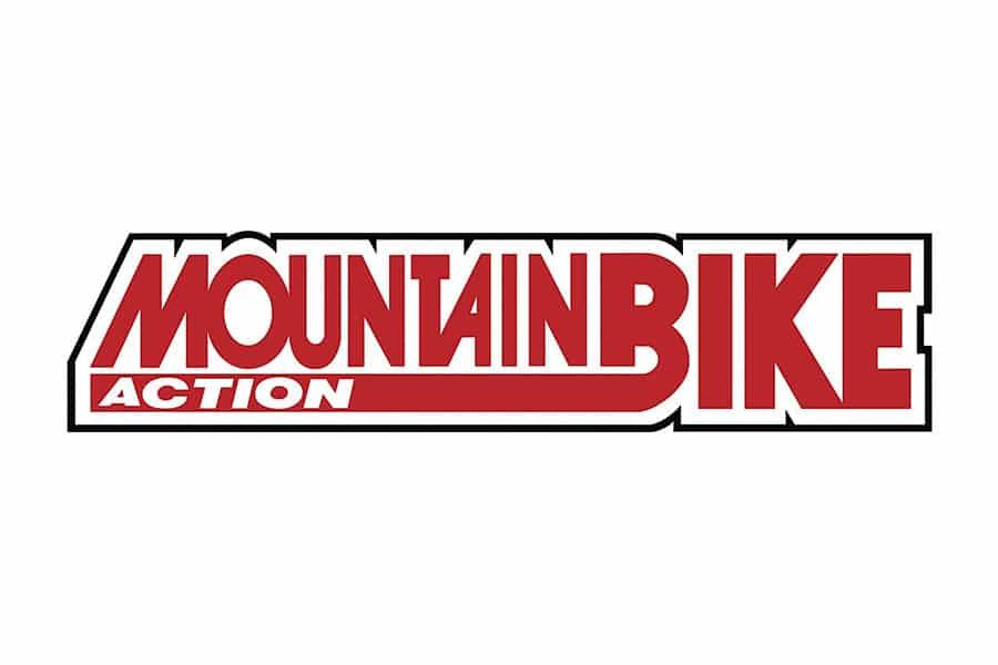 Red and black Mountain Bike Action magazine logo with angular typography.