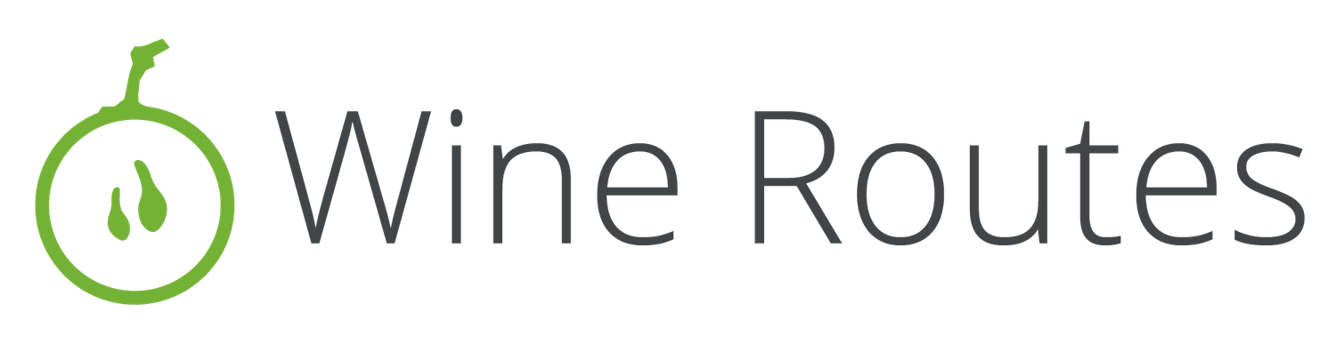 Wine Routes logo with green stopwatch icon and black text.