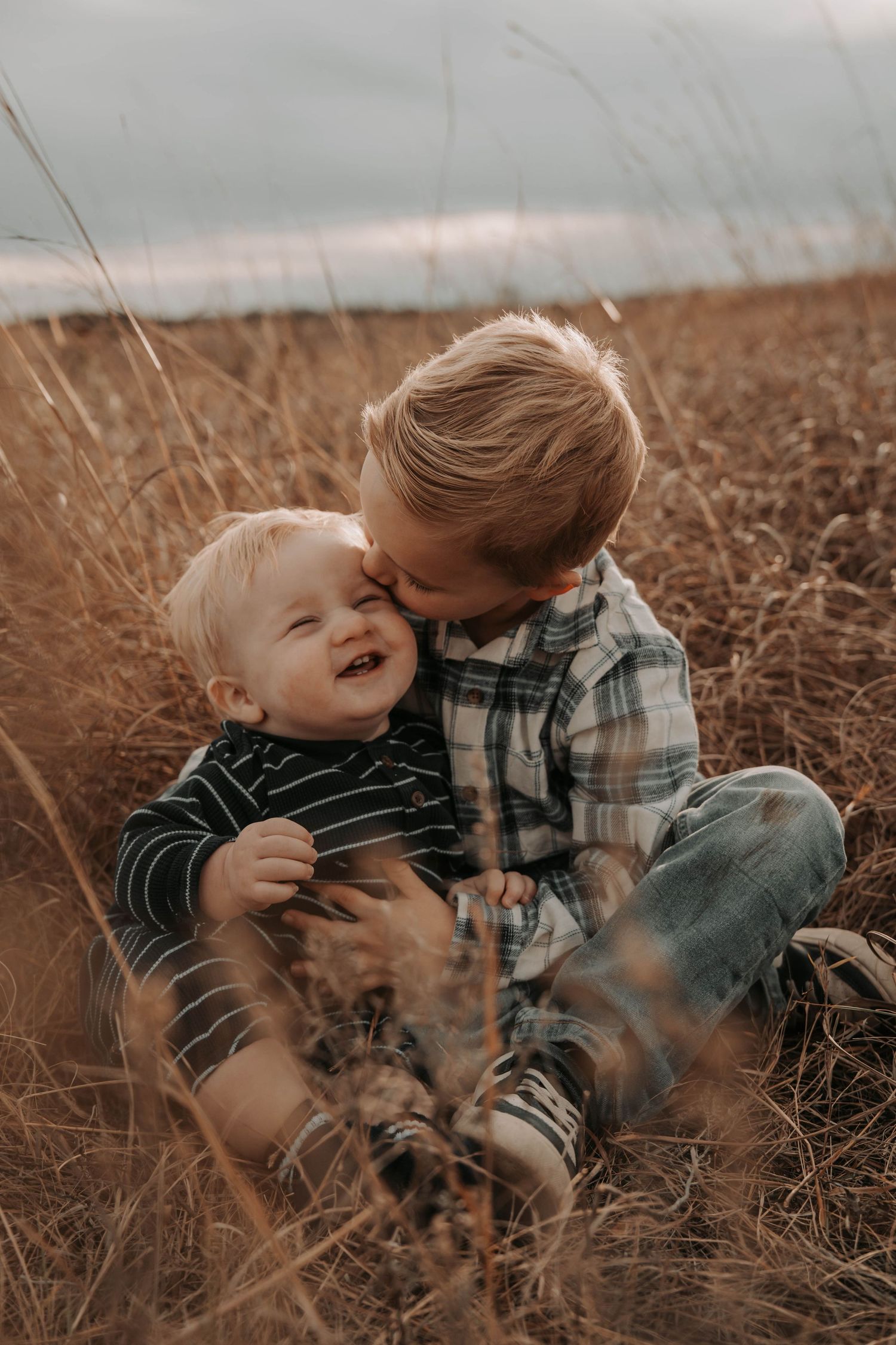 Candid autumn photography in a rustic field with warm tones.