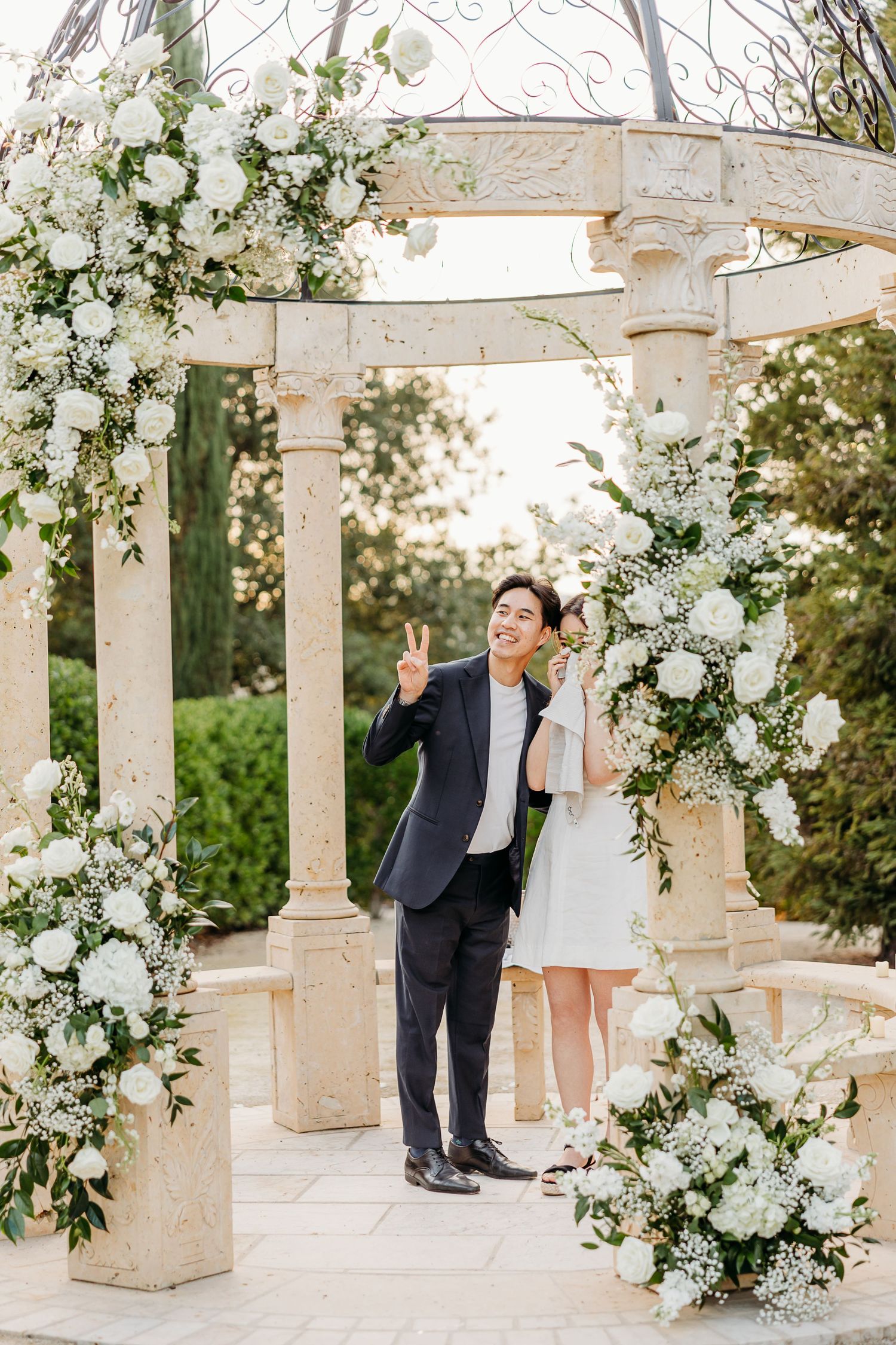 Engaged couple after a proposal at Allegretto Vineyard Resort