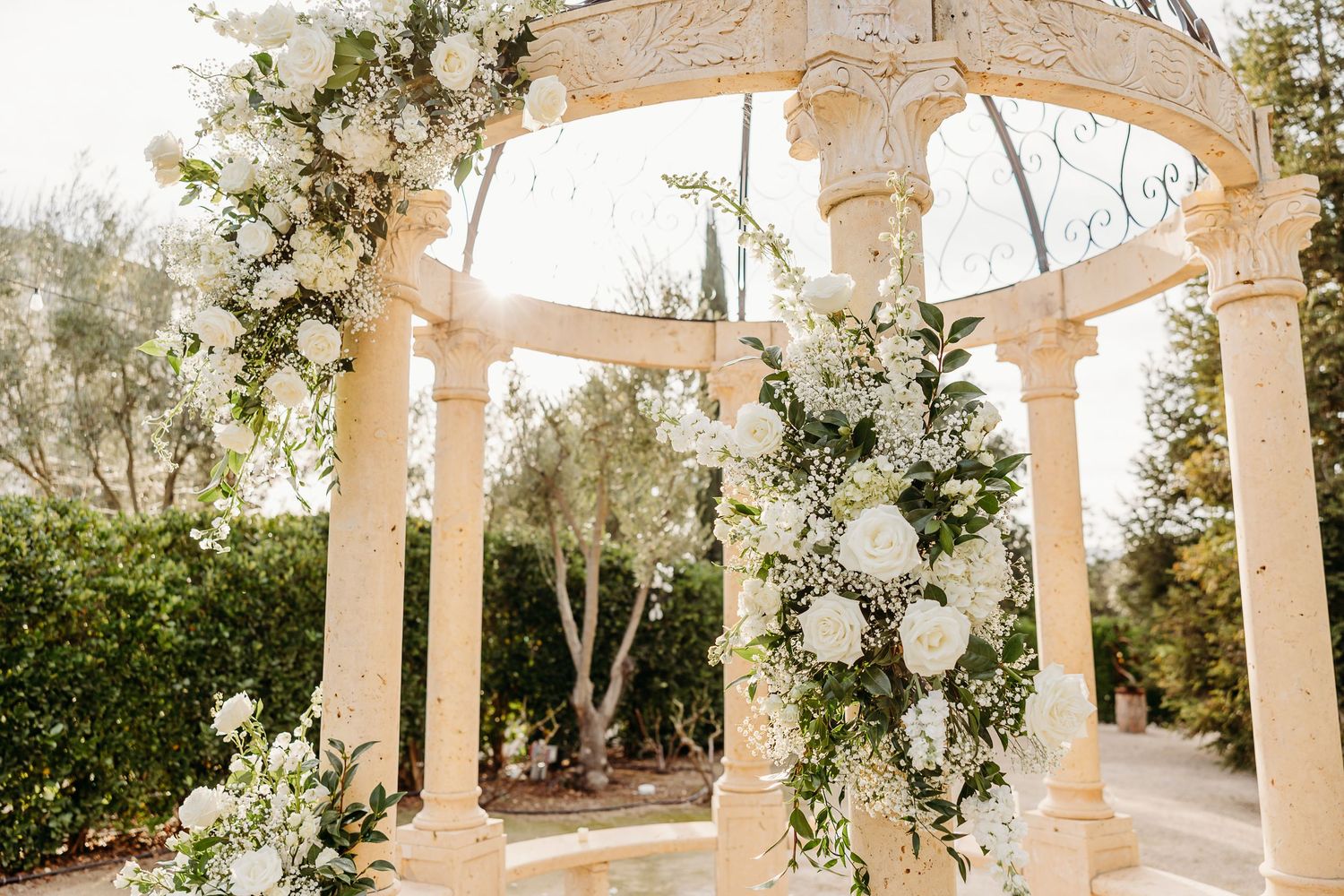 Sunset proposal setup with candles and florals at Allegretto in Paso Robles