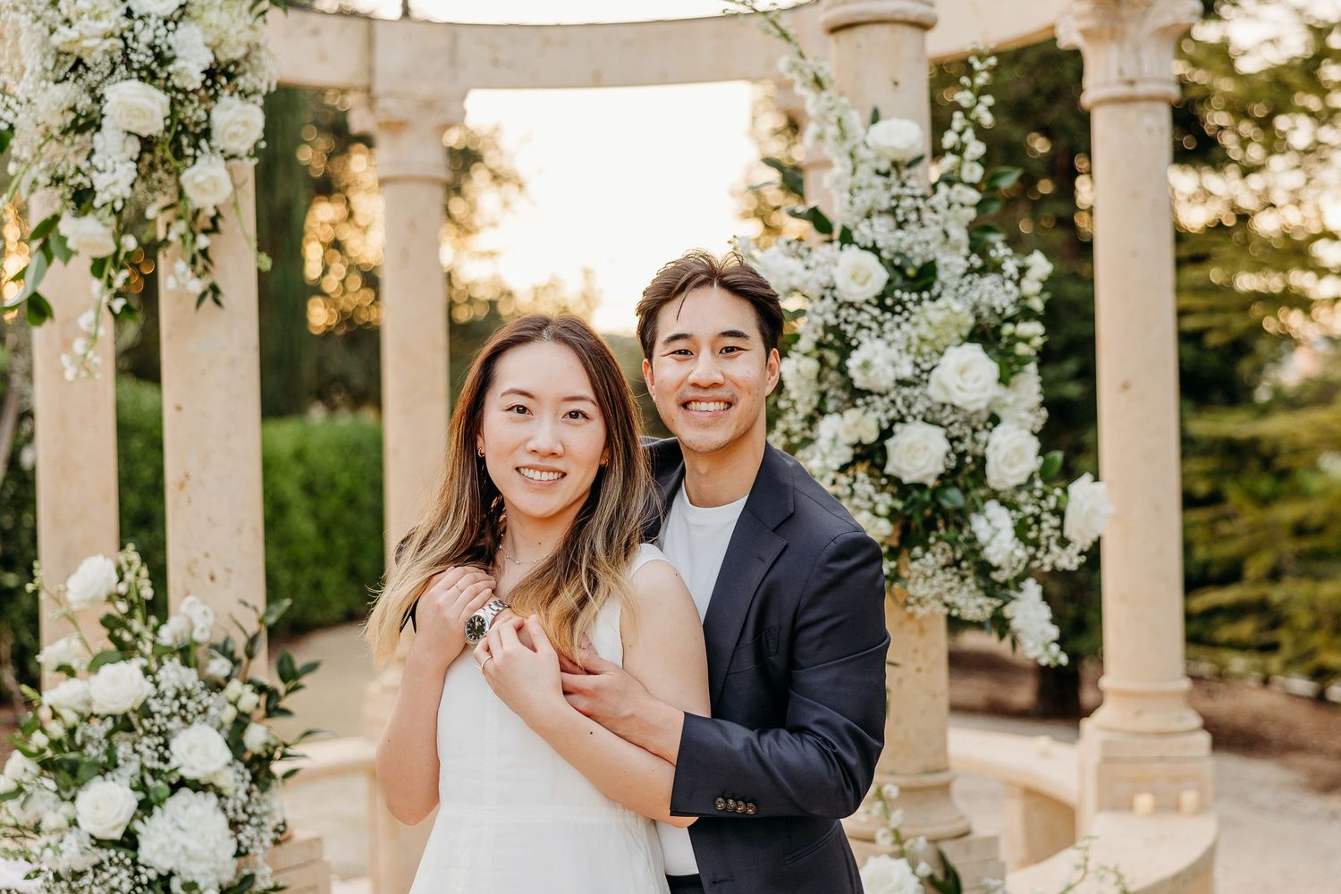 Couple portraits after a proposal at Allegretto Vineyard Resort