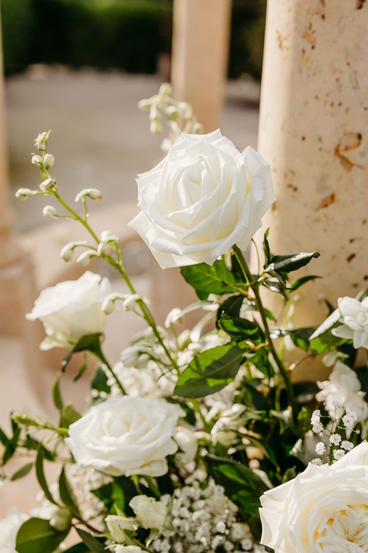 White floral proposal setup at Allegretto Vineyard Resort