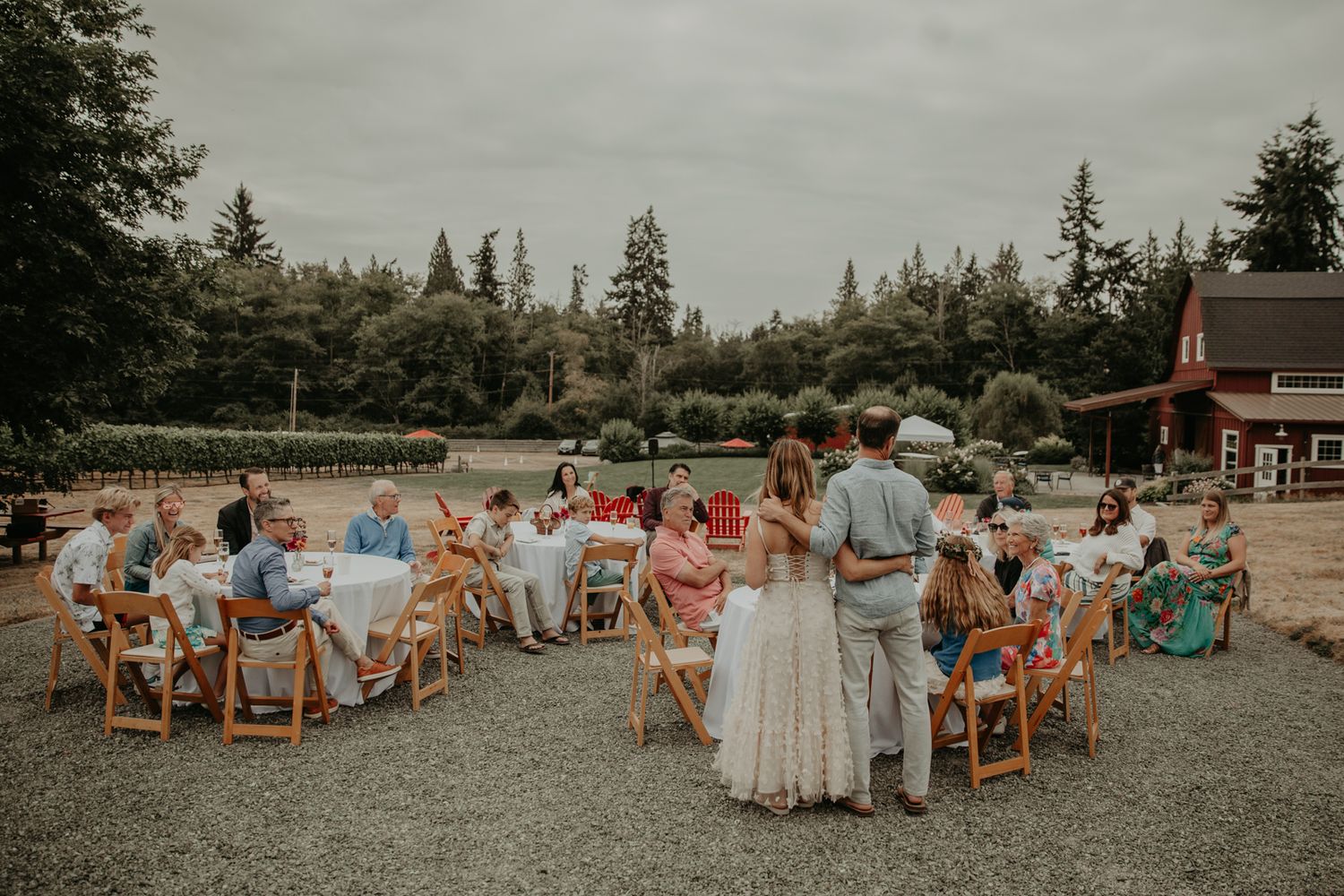 Wedding reception at Dancing Fish Vineyards on Whidbey Island