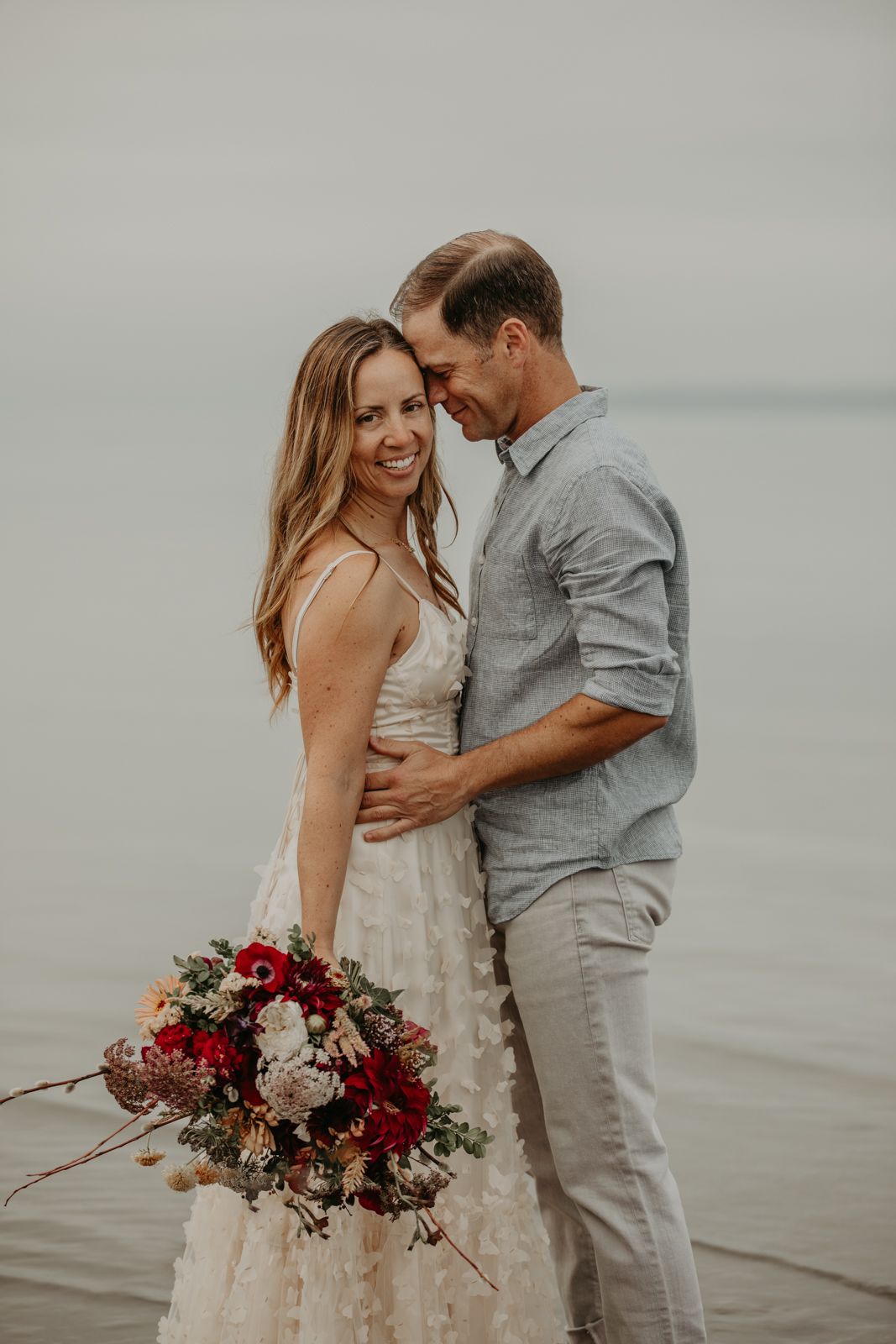 Whidbey Island beach wedding portrait