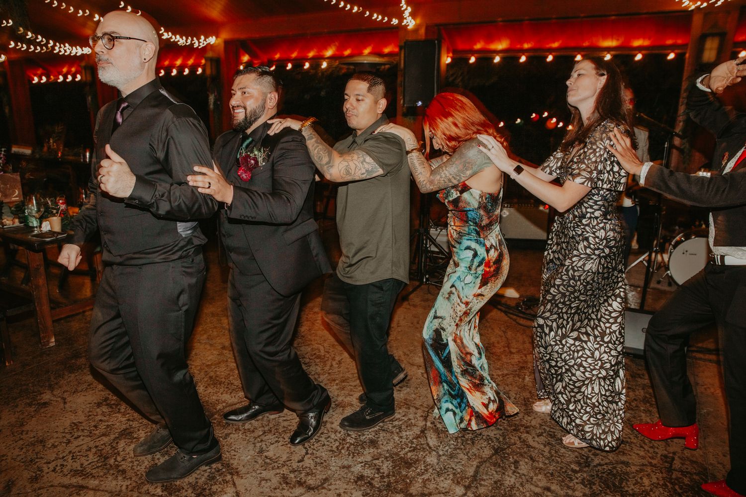 Lively dancefloor at an Evergreen Gardens wedding.