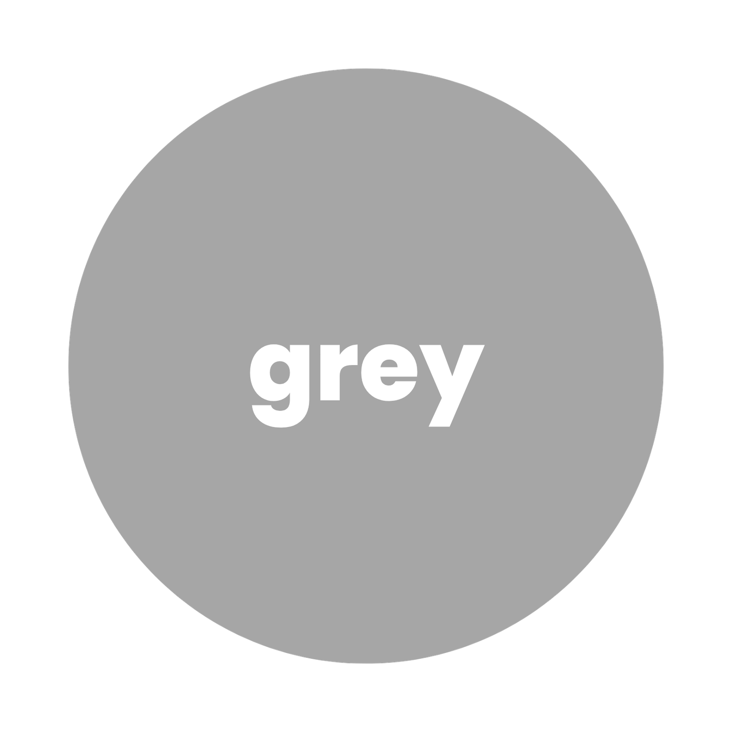 A grey circle with the word grey written in white bold text in the center.