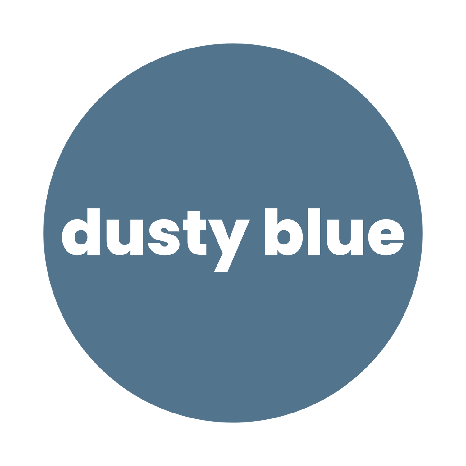 A dusty blue circle swatch displaying the text dusty blue in white bold font for color selection.