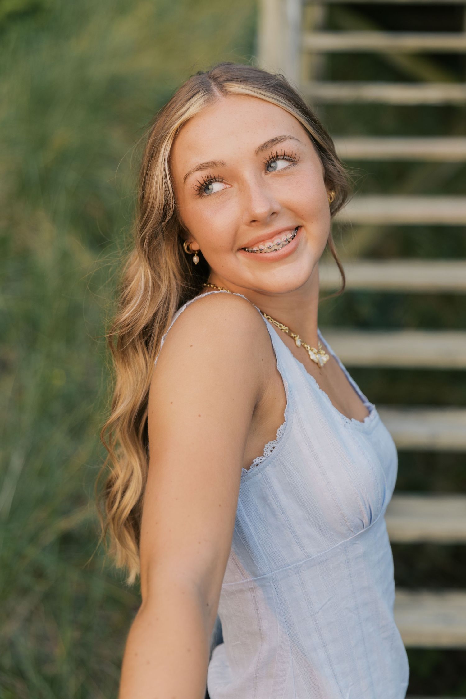 Grand Haven West Michigan Lakeshore Beach Grass Sand Dunes Boardwalk Senior Pictures Portrait Photographer. Summer at Sunset Golden Hour