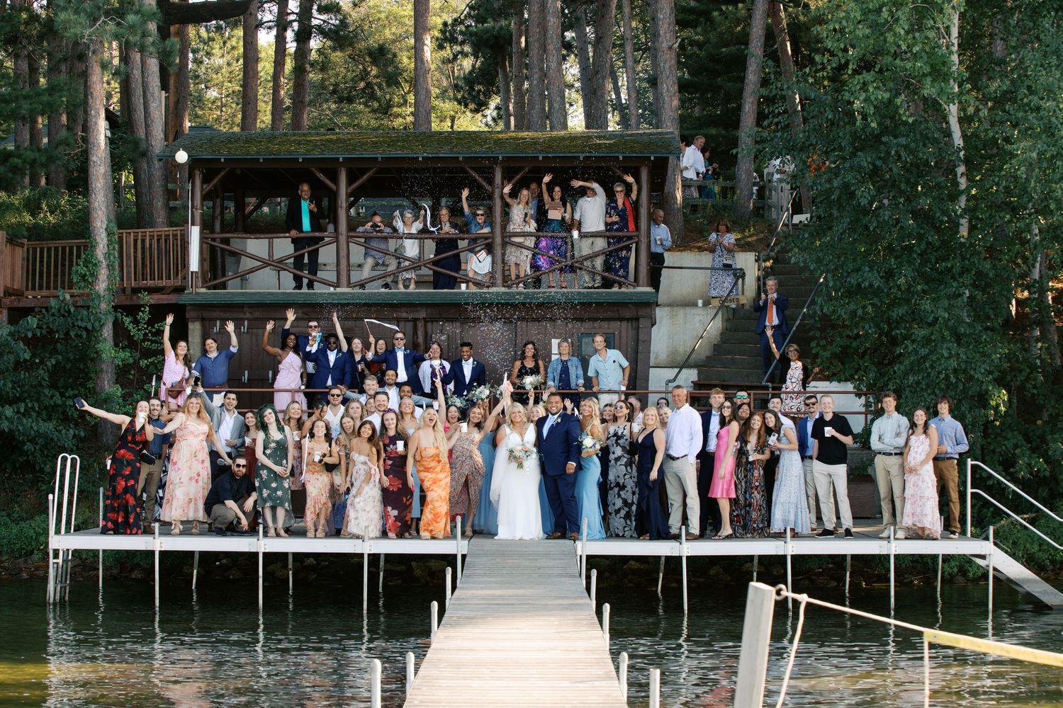 Summer Camp Themed Wedding Photography at Camp Lincoln Camp Lake Hubert in Nisswa Minnesota. Lakeside woodland wedding pictures Up North