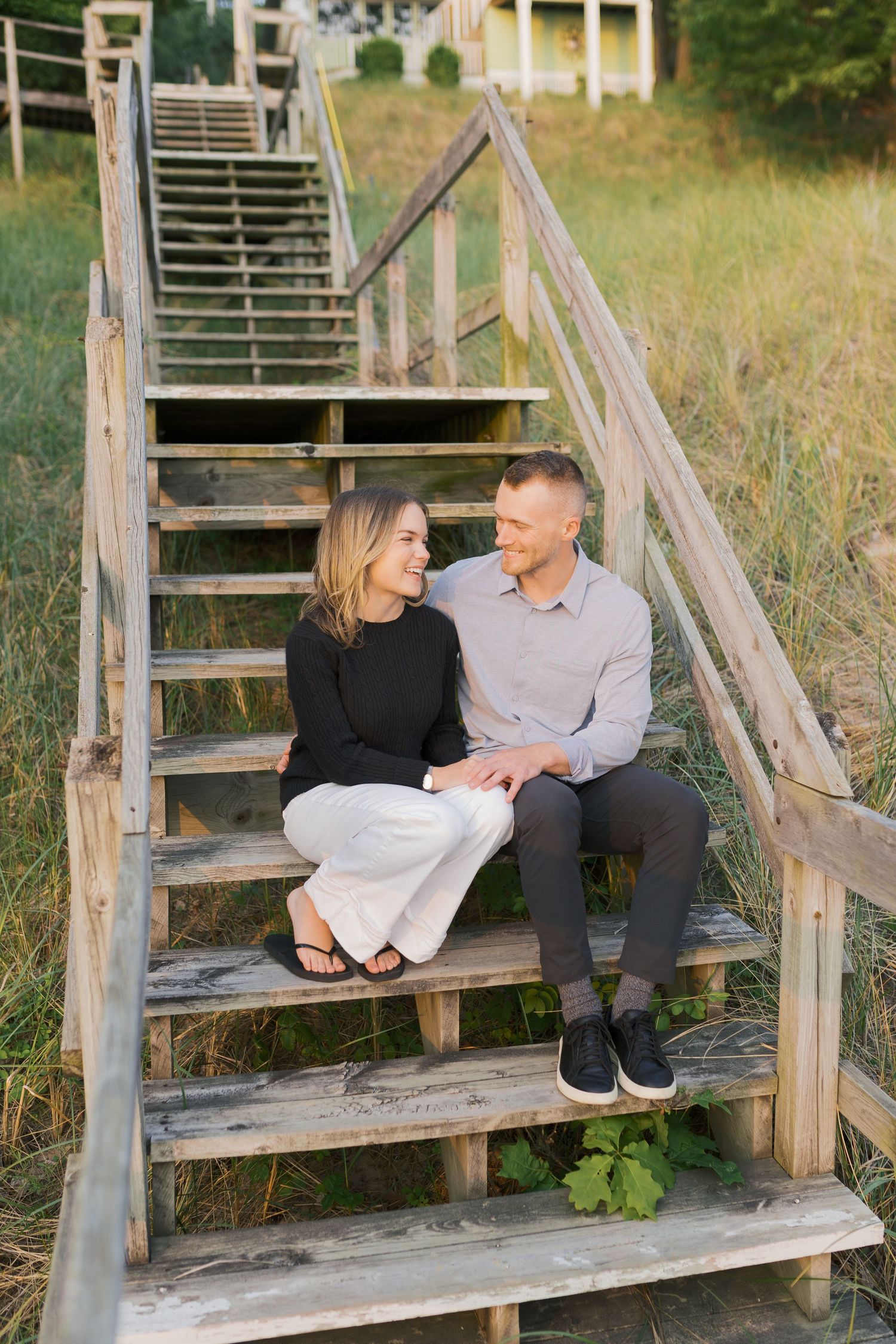 Grand Haven Michigan Coastal Beach Town Engagement Couples Pictures Lake Michigan Photographer, Summertime Romance, Lakeside Engagement Pics