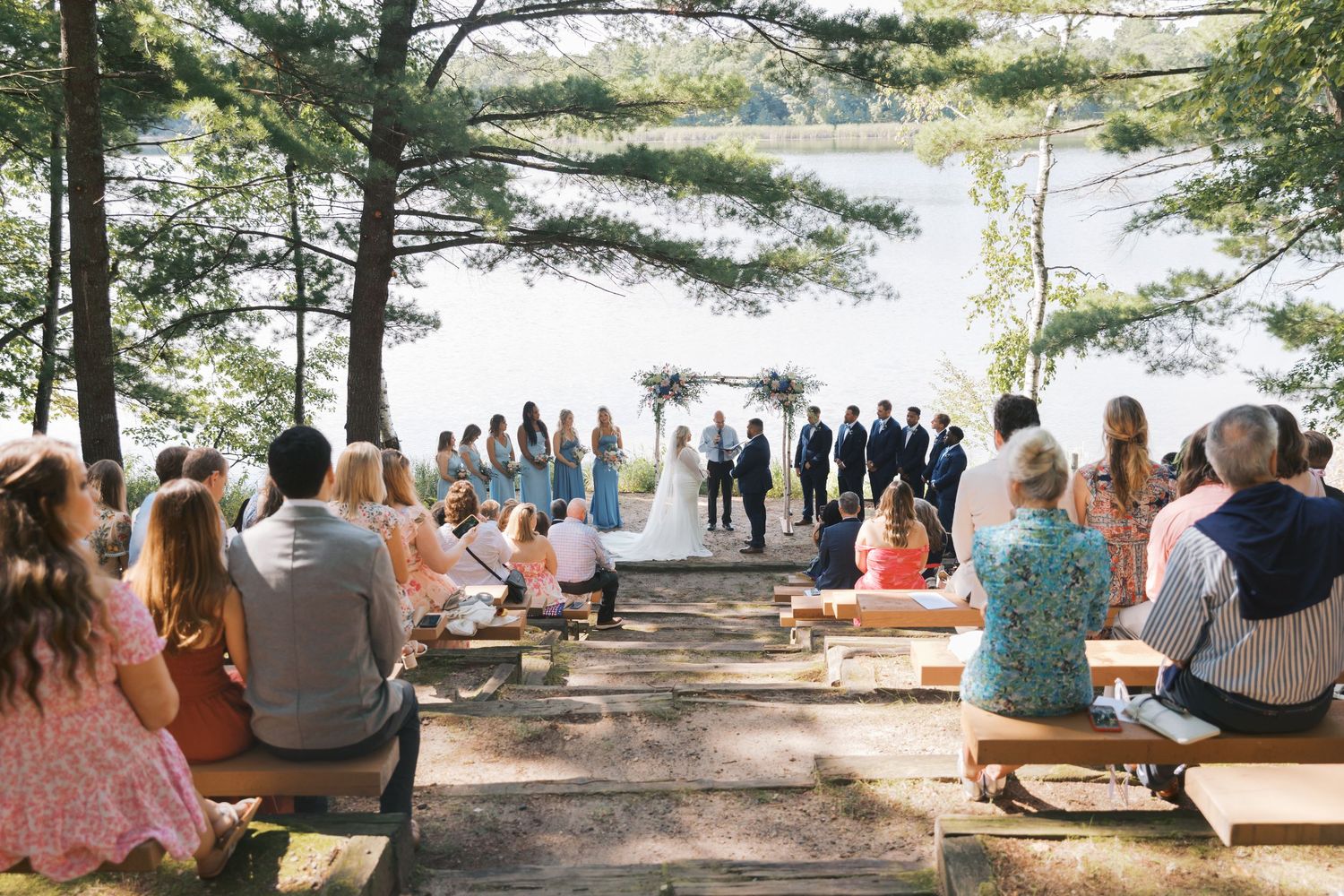Summer Camp Themed Wedding Photography at Camp Lincoln Camp Lake Hubert in Nisswa Minnesota. Lakeside woodland wedding pictures Up North