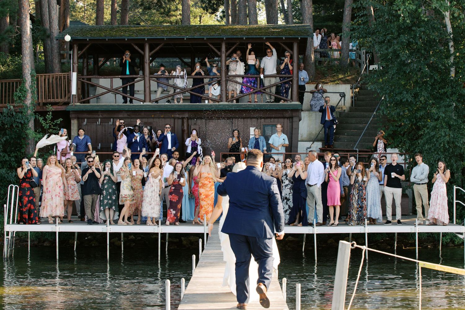 Summer Camp Themed Wedding Photography at Camp Lincoln Camp Lake Hubert in Nisswa Minnesota. Lakeside woodland wedding pictures Up North