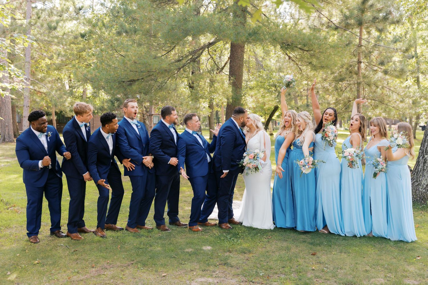Summer Camp Themed Wedding Photography at Camp Lincoln Camp Lake Hubert in Nisswa Minnesota. Lakeside woodland wedding pictures Up North