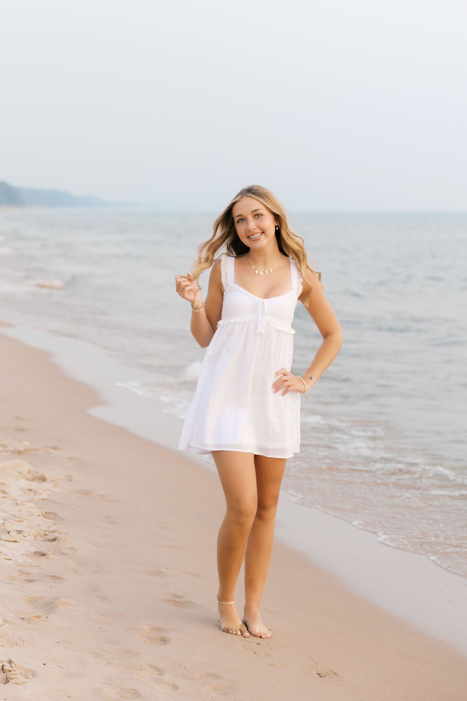 Grand Haven West Michigan Lakeshore Beach Grass Sand Dunes Boardwalk Senior Pictures Portrait Photographer. Summer at Sunset Golden Hour
