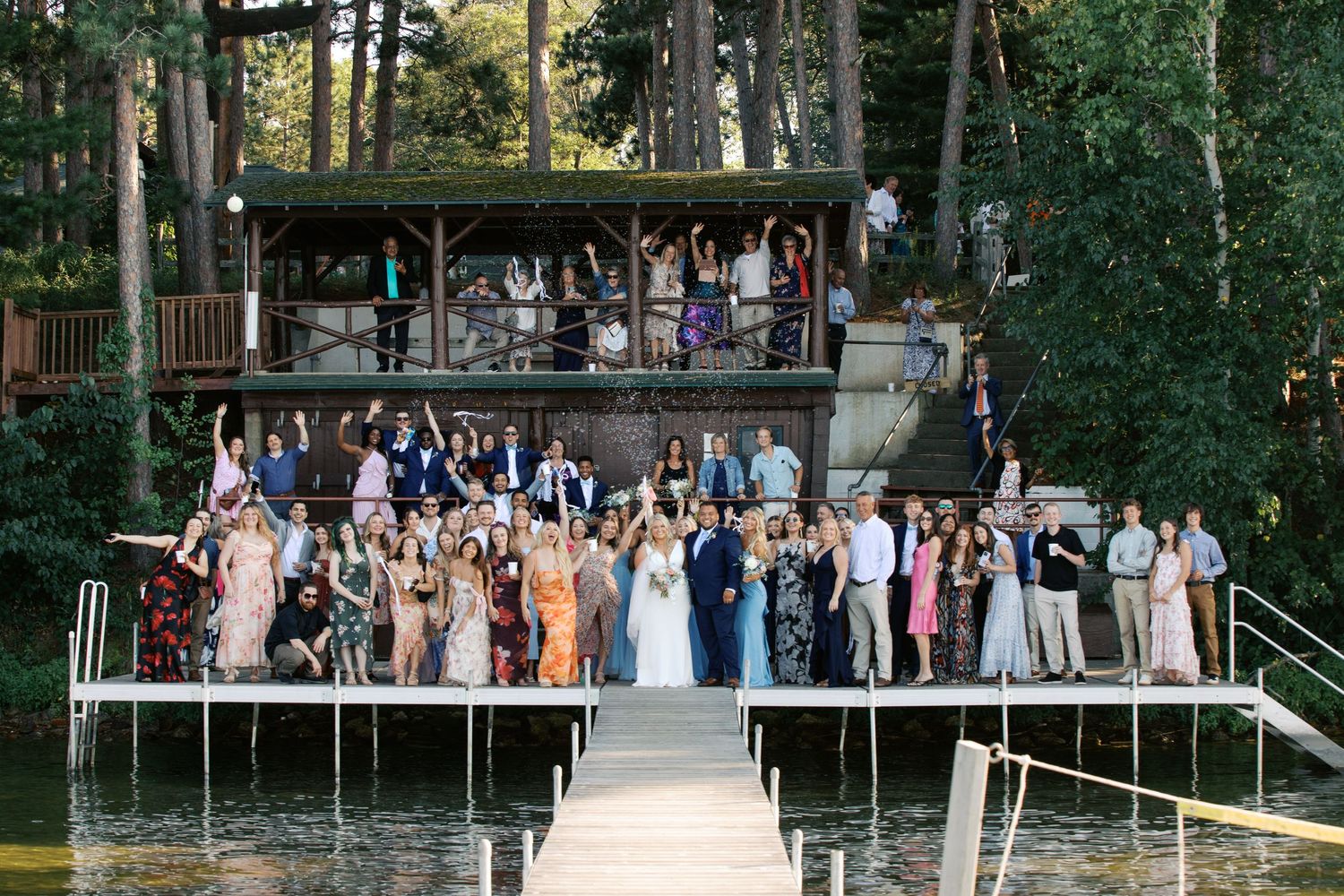 Summer Camp Themed Wedding Photography at Camp Lincoln Camp Lake Hubert in Nisswa Minnesota. Lakeside woodland wedding pictures Up North