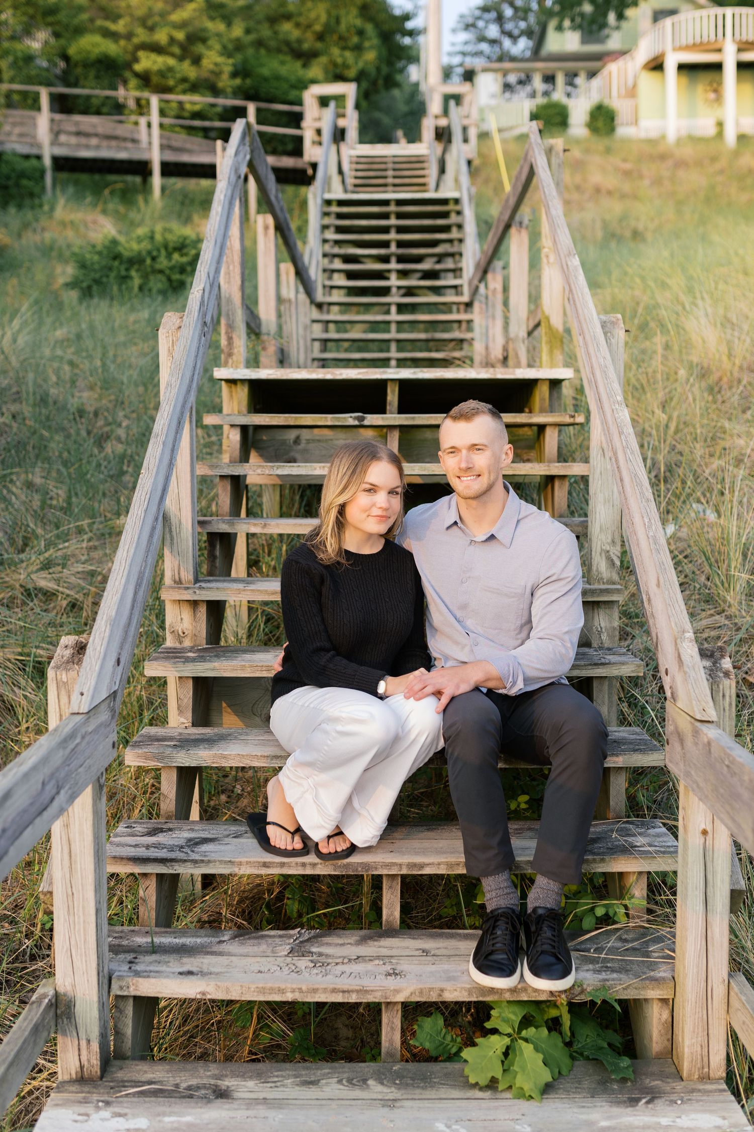 Grand Haven Michigan Coastal Beach Town Engagement Couples Pictures Lake Michigan Photographer, Summertime Romance, Lakeside Engagement Pics