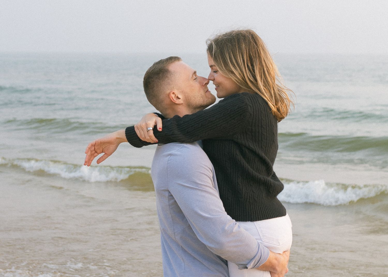 Grand Haven Michigan Coastal Beach Town Engagement Couples Pictures Lake Michigan Photographer, Summertime Romance, Lakeside Engagement Pics