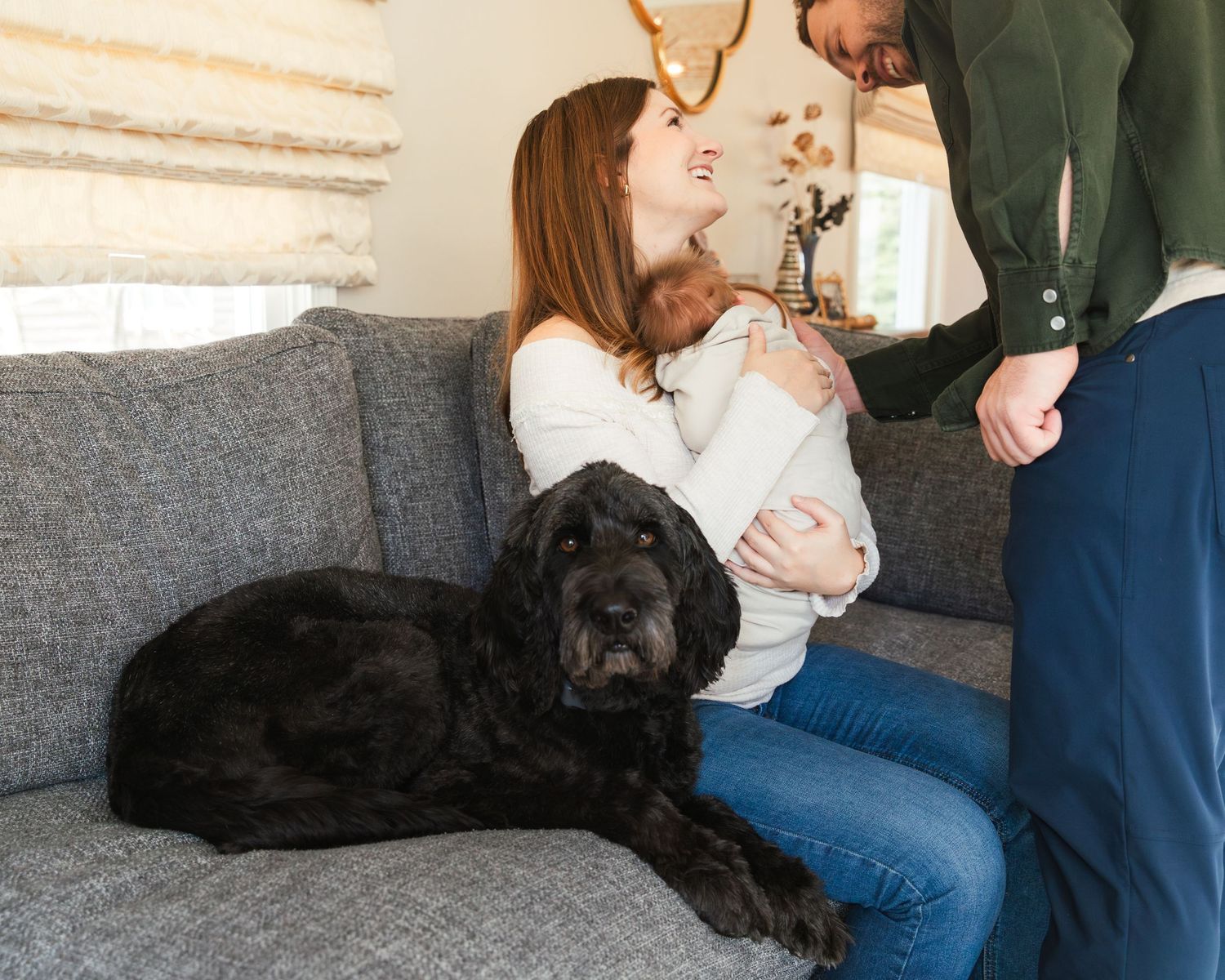 In home newborn family portrait photography photo shoot, grand haven michigan family photographer, spring lake family michigan photographer