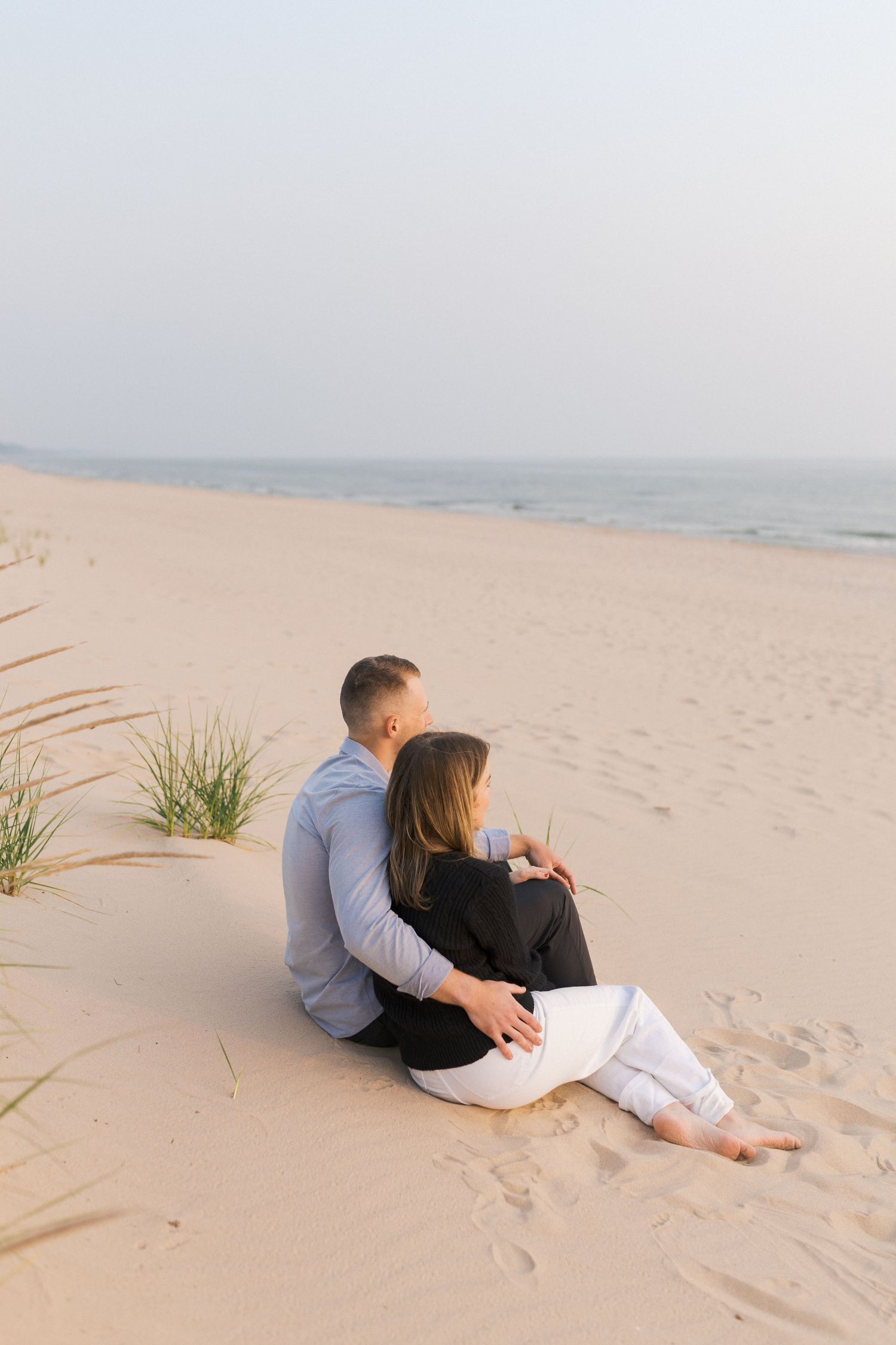 Grand Haven Michigan Coastal Beach Town Engagement Couples Pictures Lake Michigan Photographer, Summertime Romance, Lakeside Engagement Pics